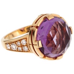 Bulgari Parentesi Rose Gold Amethyst Diamond Ring