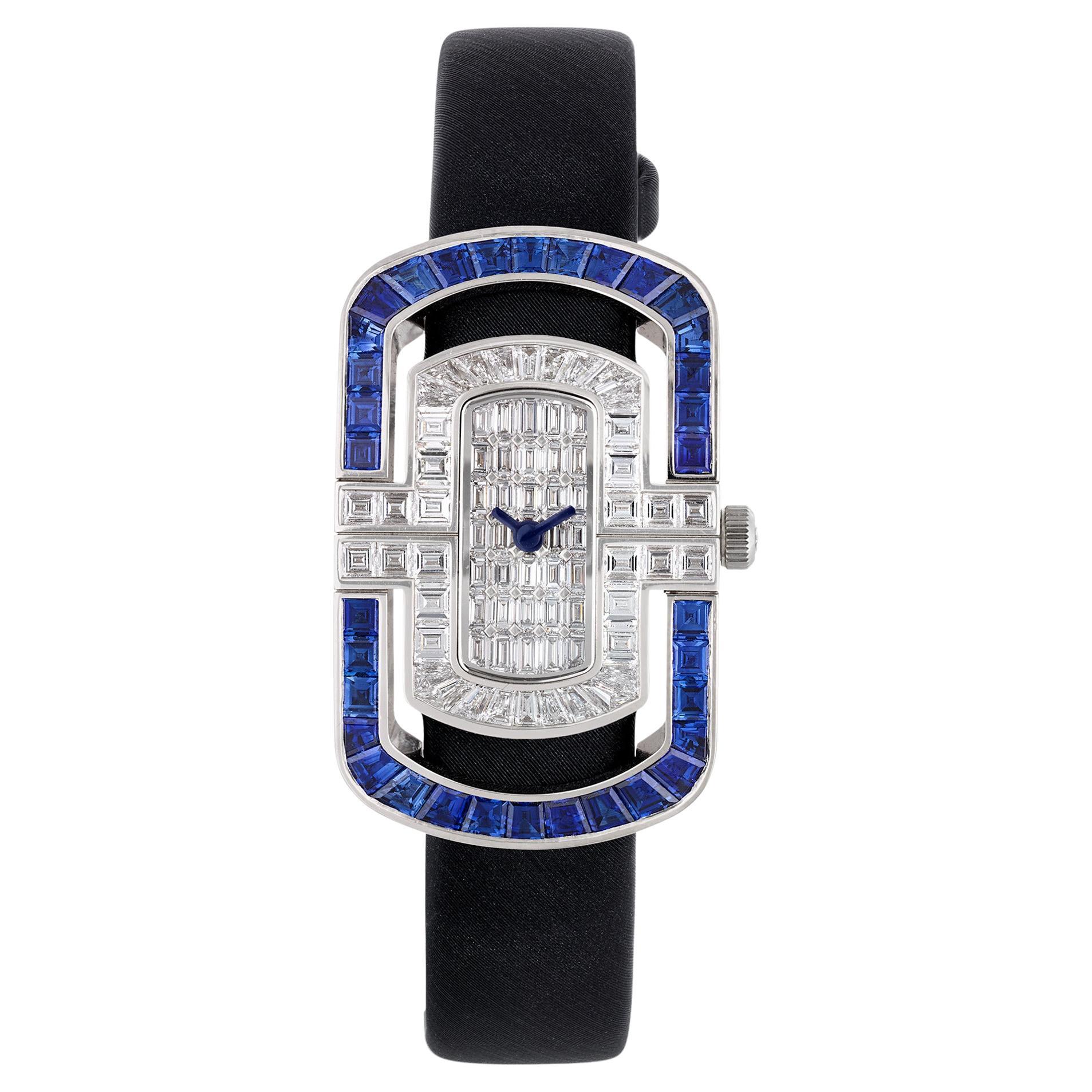 Bulgari Parentesi Armbanduhr mit Saphiren und Diamanten