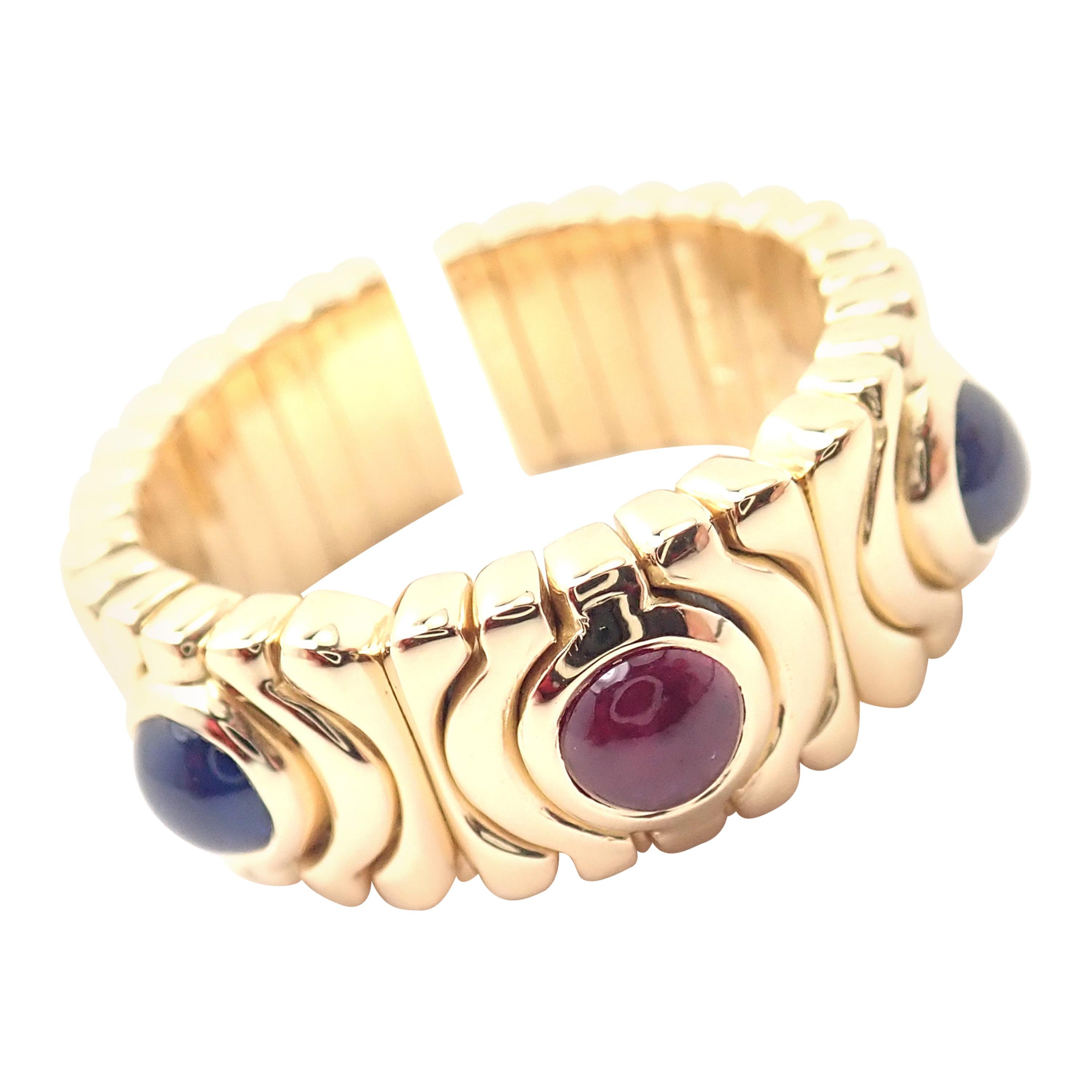 Bulgari Parentesi Sapphire and Ruby Yellow Gold Ring