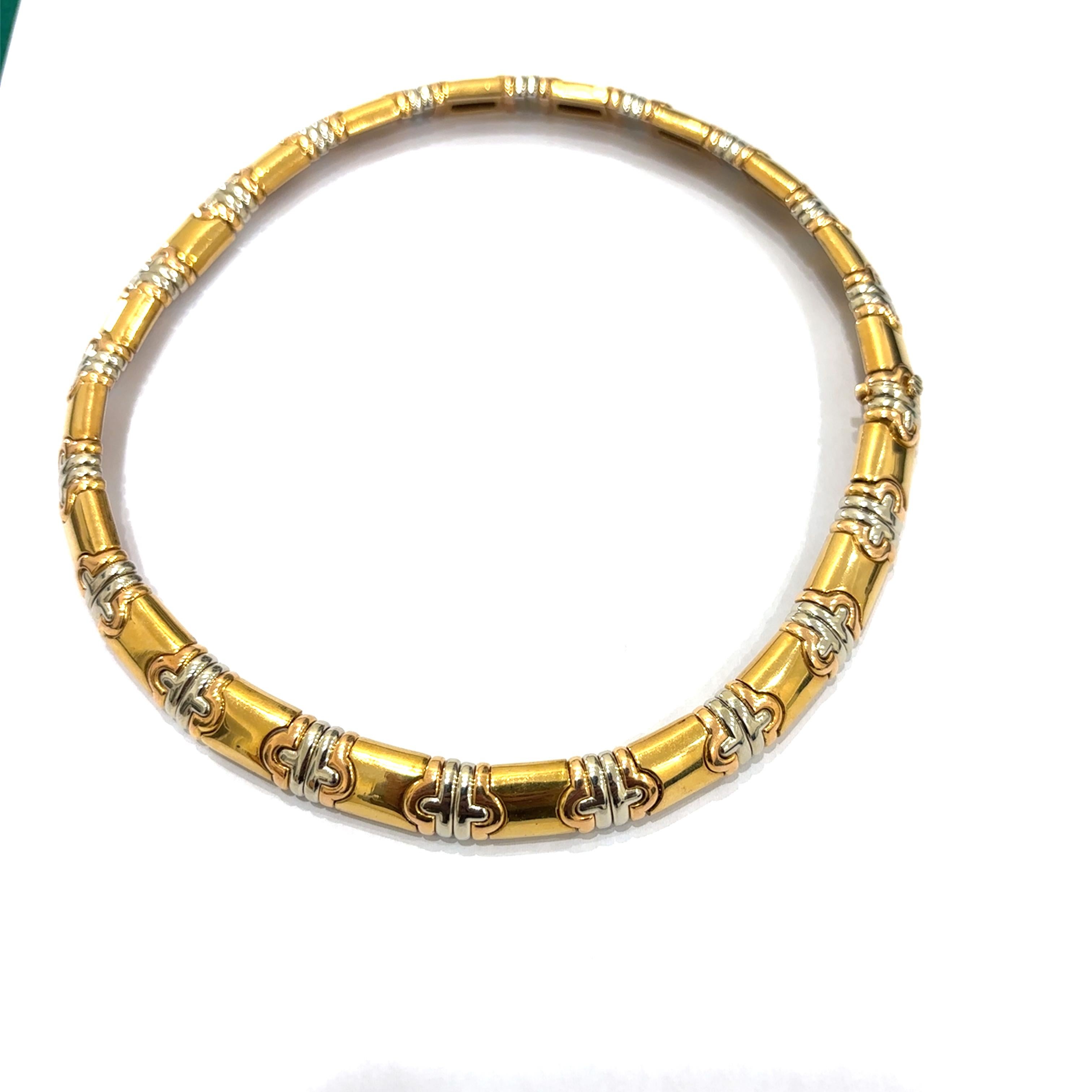 Bulgari Parentesi Three Color Gold  Necklace For Sale 1
