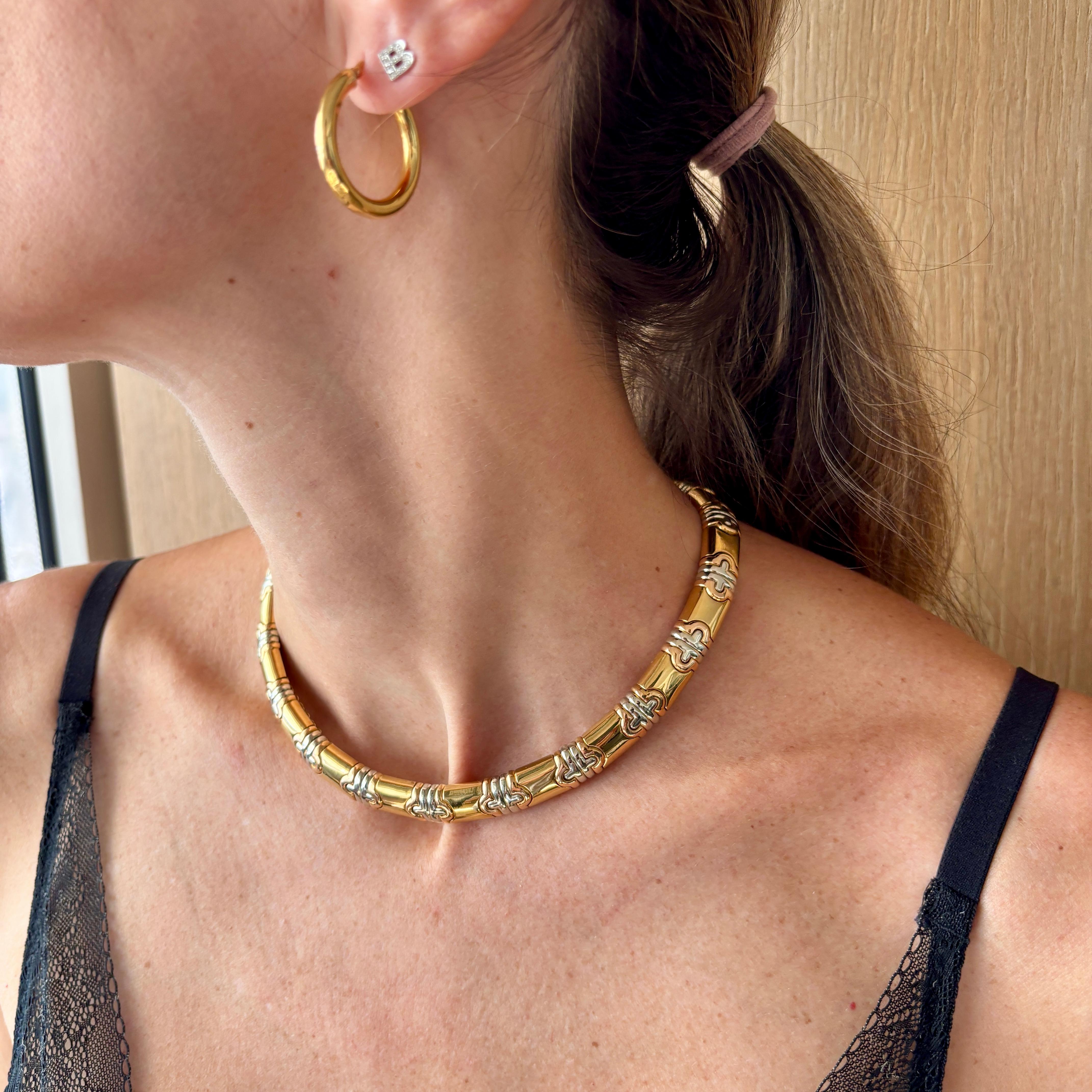 Bulgari Parentesi Three Color Gold  Necklace For Sale 3