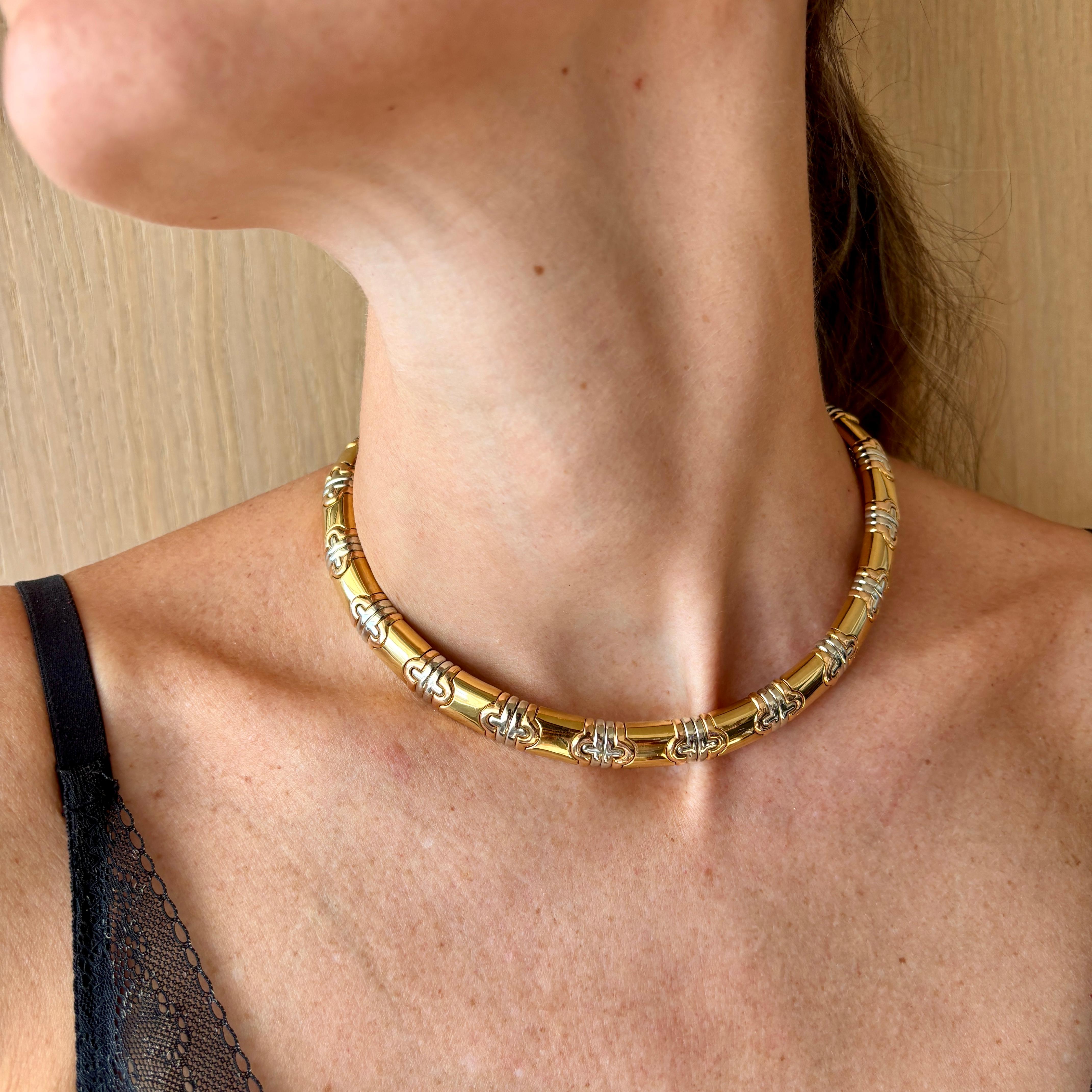 Bulgari Parentesi Three Color Gold  Necklace For Sale 5