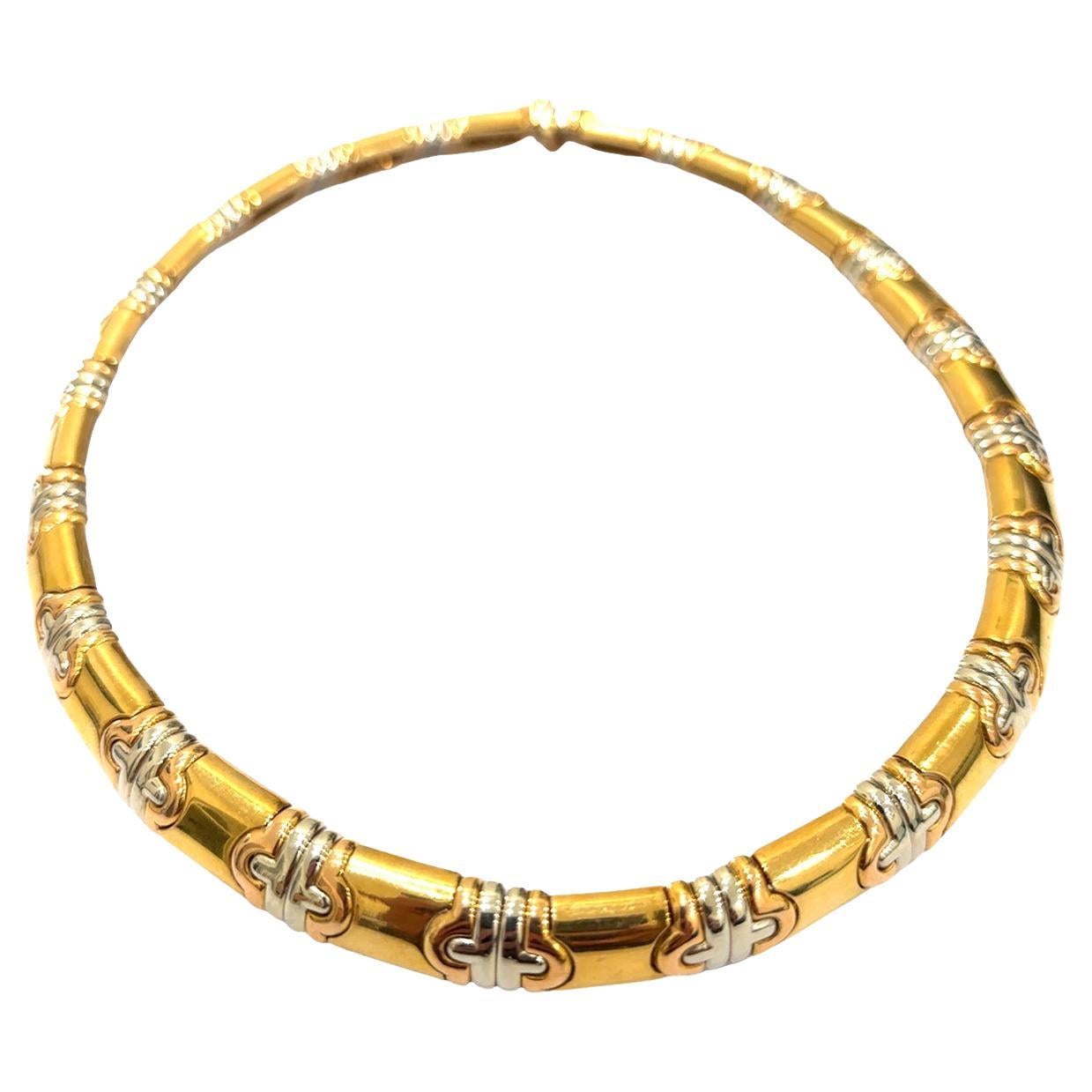 Bulgari Parentesi Three Color Gold  Necklace For Sale