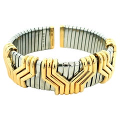 Bulgari Parentesi Tubogas Armreif aus 18-karätigem Gold und Steele