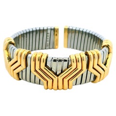 Bulgari Parentesi Tubogas Armreif aus 18-karätigem Gold und Steele