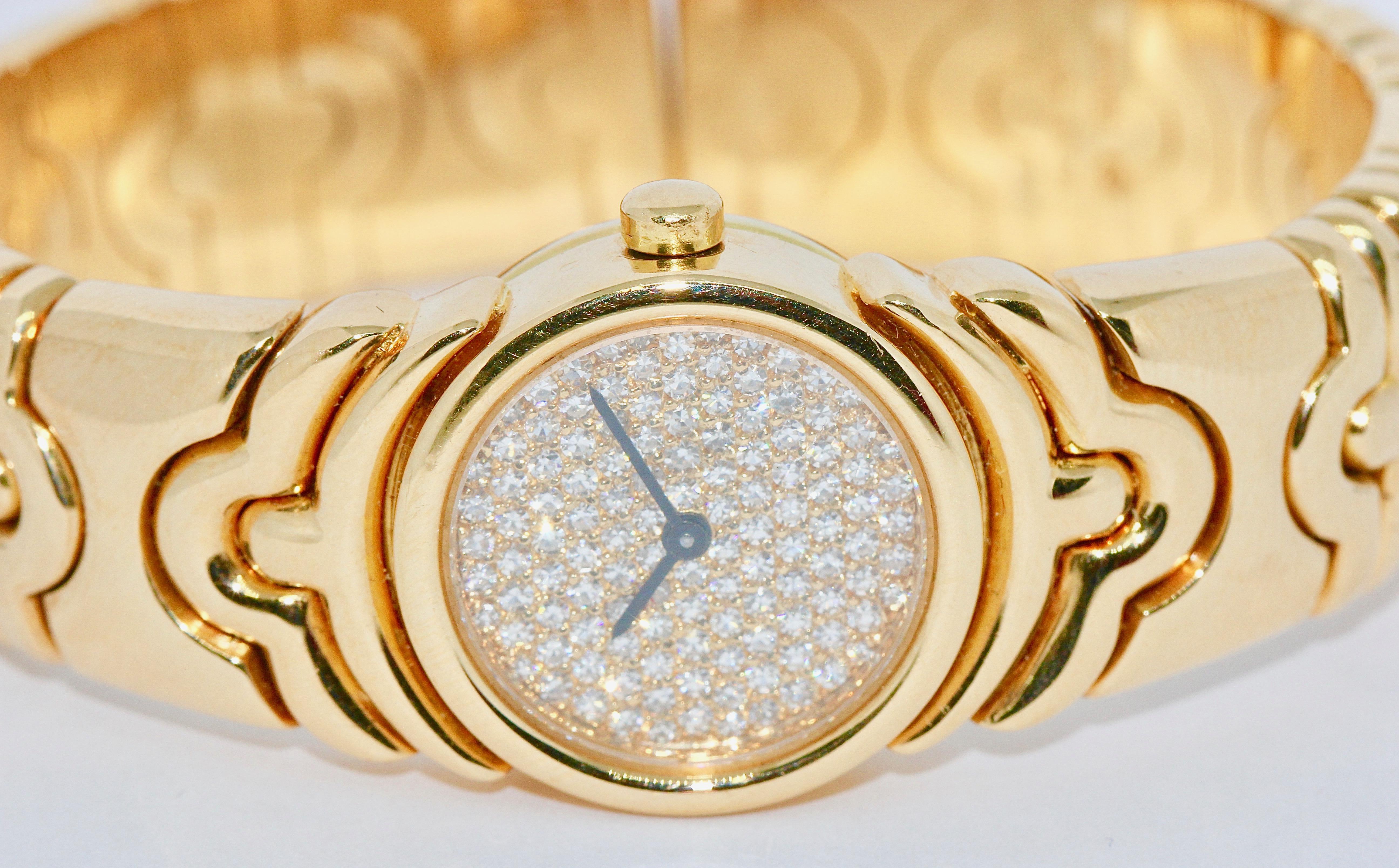 Bulgari Parentesi Tubogas Diamonds Ladies 18 Karat Bracelet Bangle Wristwatch 1
