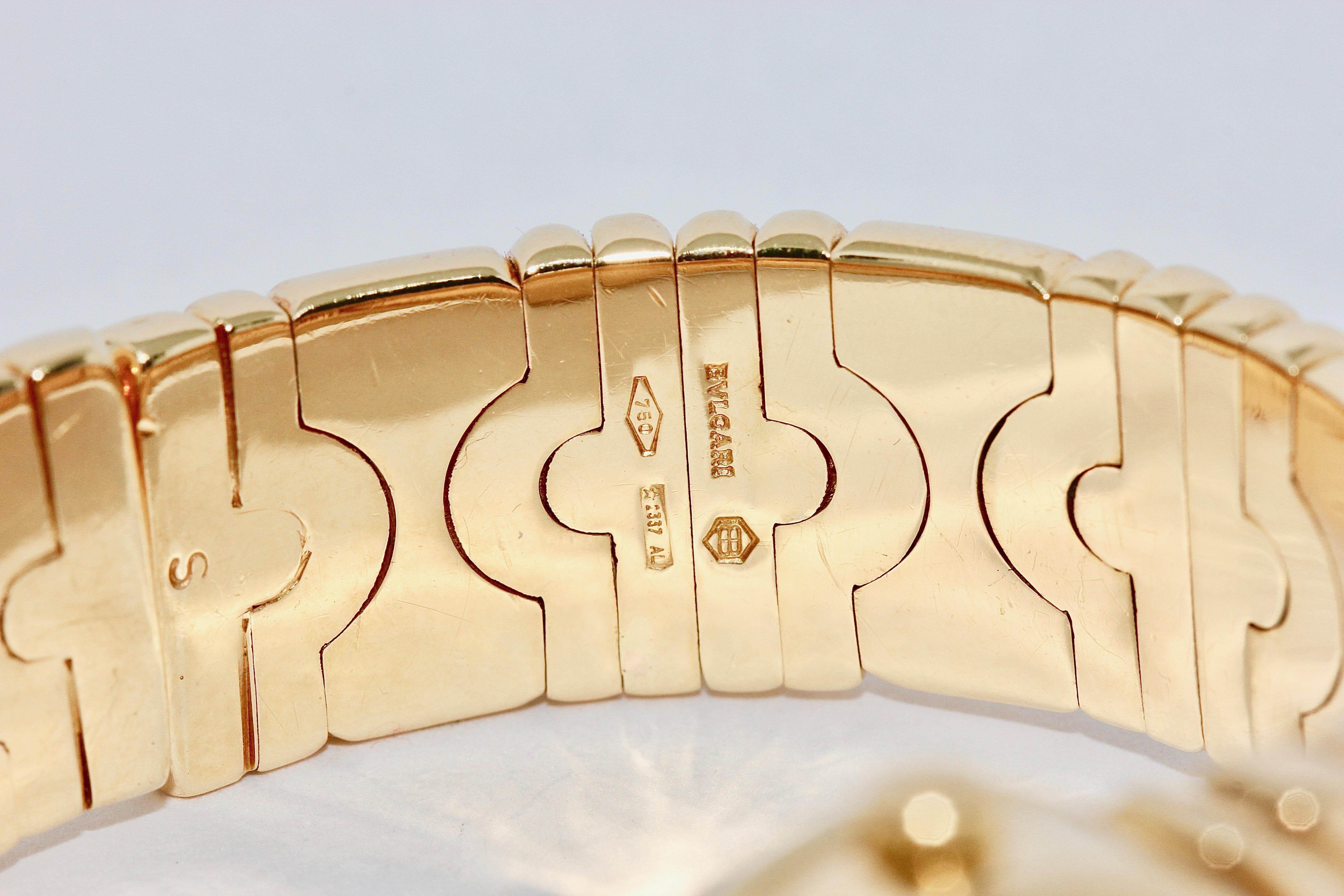 Bulgari Parentesi Tubogas Diamonds Ladies 18 Karat Bracelet Bangle Wristwatch 3