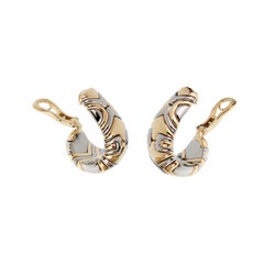 Bulgari Parentesi Vintage 18K Yellow Gold and Stainless Steel Hoop Earrings