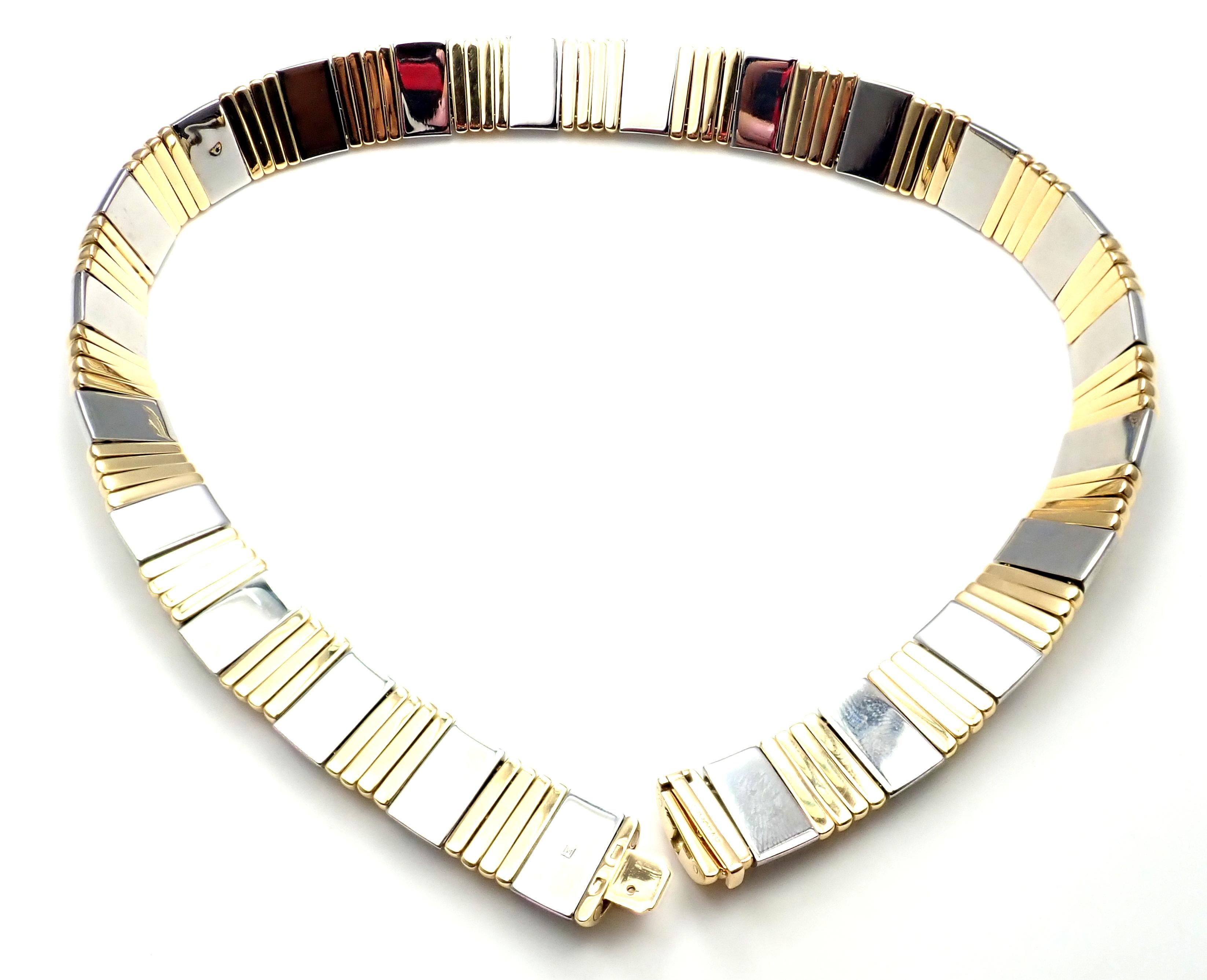 Bulgari Parentesi Wide Yellow Gold and Stainless Steel Necklace 1
