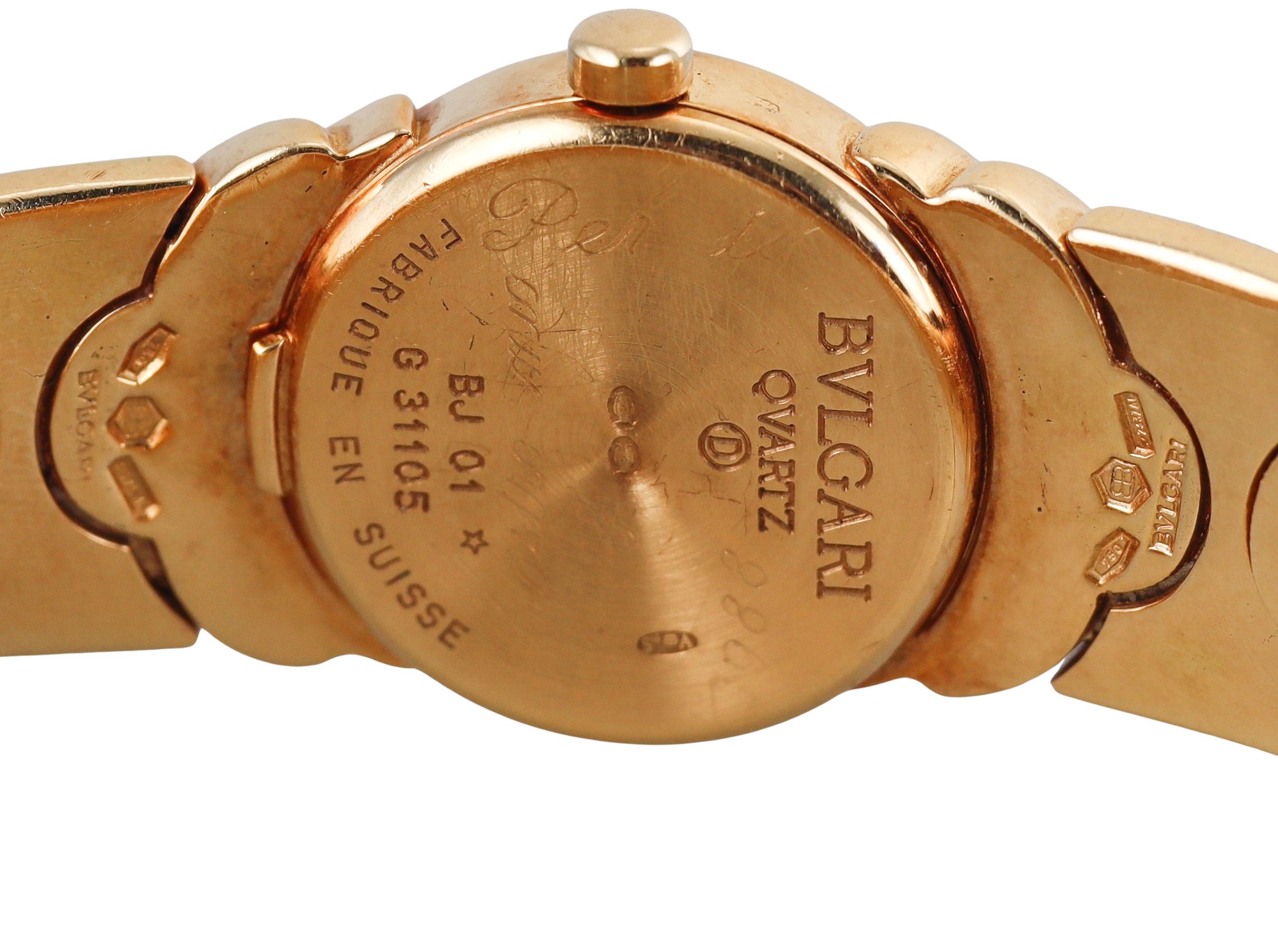 Women's Bulgari Parentesi Yellow Gold Diamond Watch Bracelet BG01 For Sale