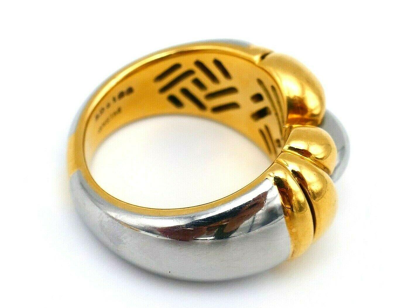 Vintage Bulgari Parentesi ring. Made of 18k yellow gold and hematite. Stamped with Bulgari maker's mark, a hallmark for 18k gold and a serial number.
Measurements: the ring size is 6. The ornament is 3/8