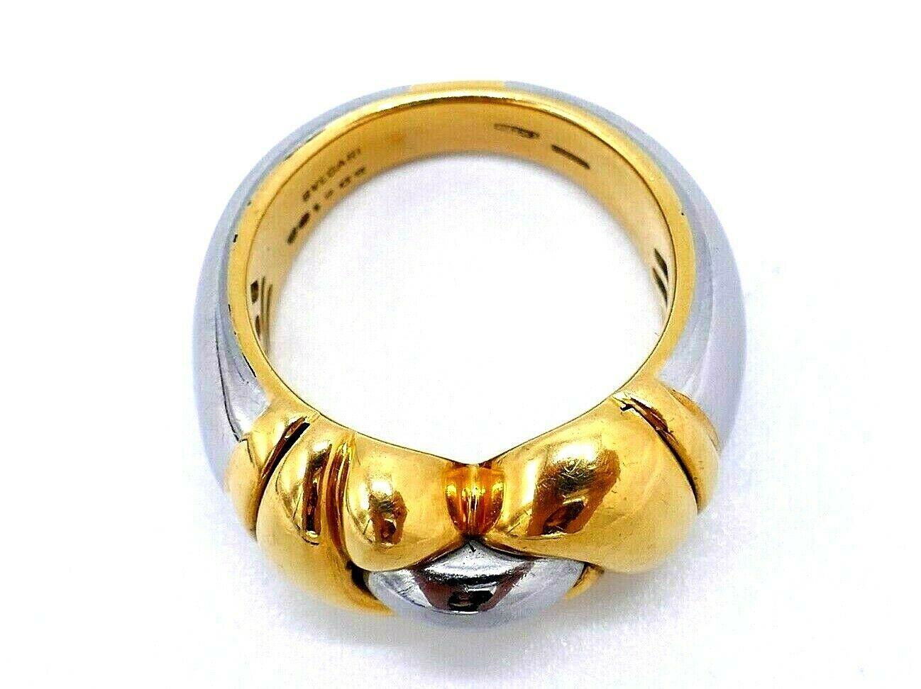 Mixed Cut Bulgari Parentesi Yellow Gold Hematite Ring For Sale