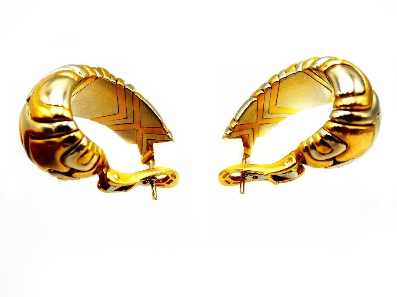 Bulgari Alveare Yellow Gold Stainless Steel Hoop Earrings 9