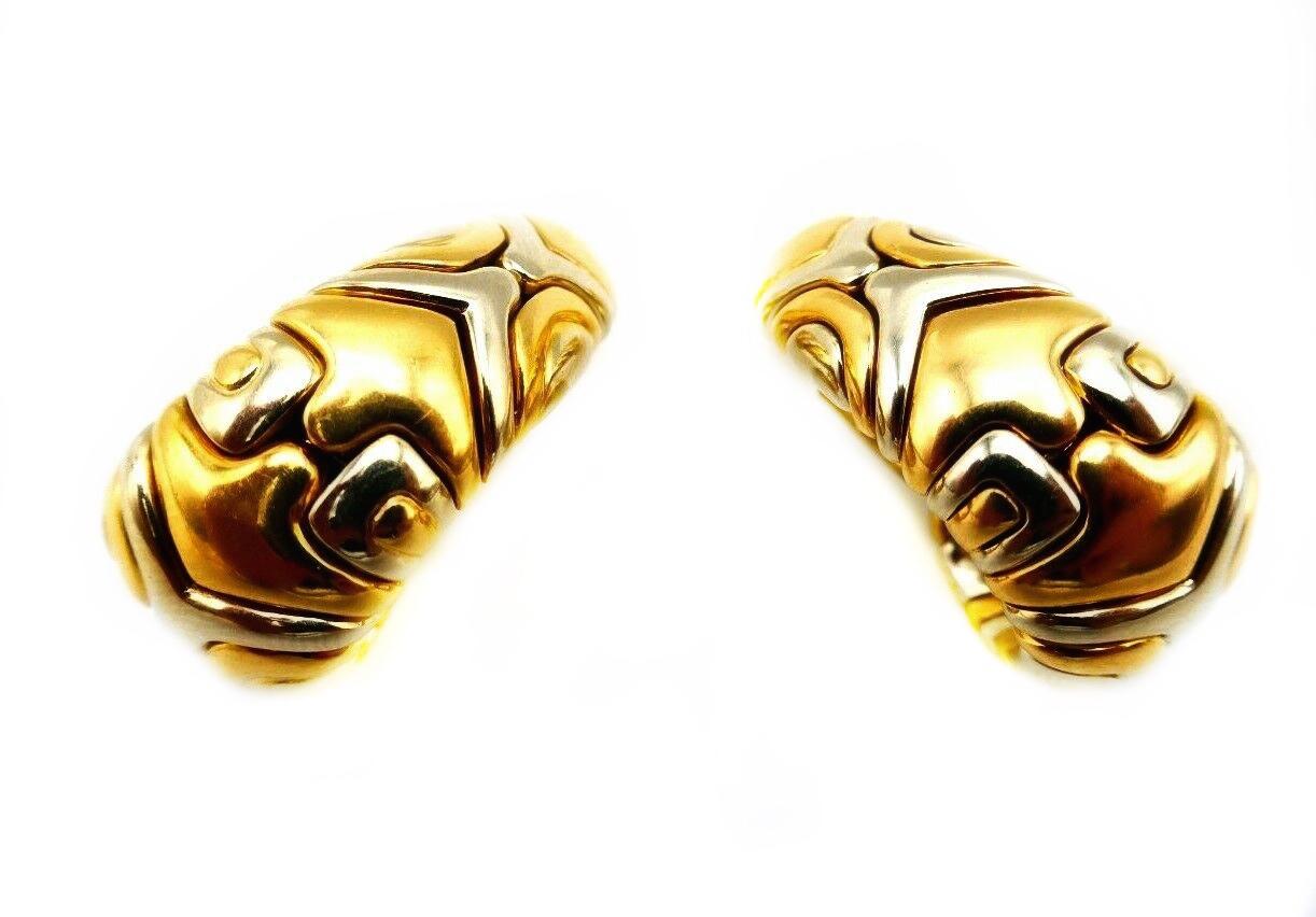 Bulgari Alveare Yellow Gold Stainless Steel Hoop Earrings 10
