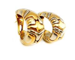 Bulgari, boucles d'oreilles Parentesi en or jaune et acier inoxydable