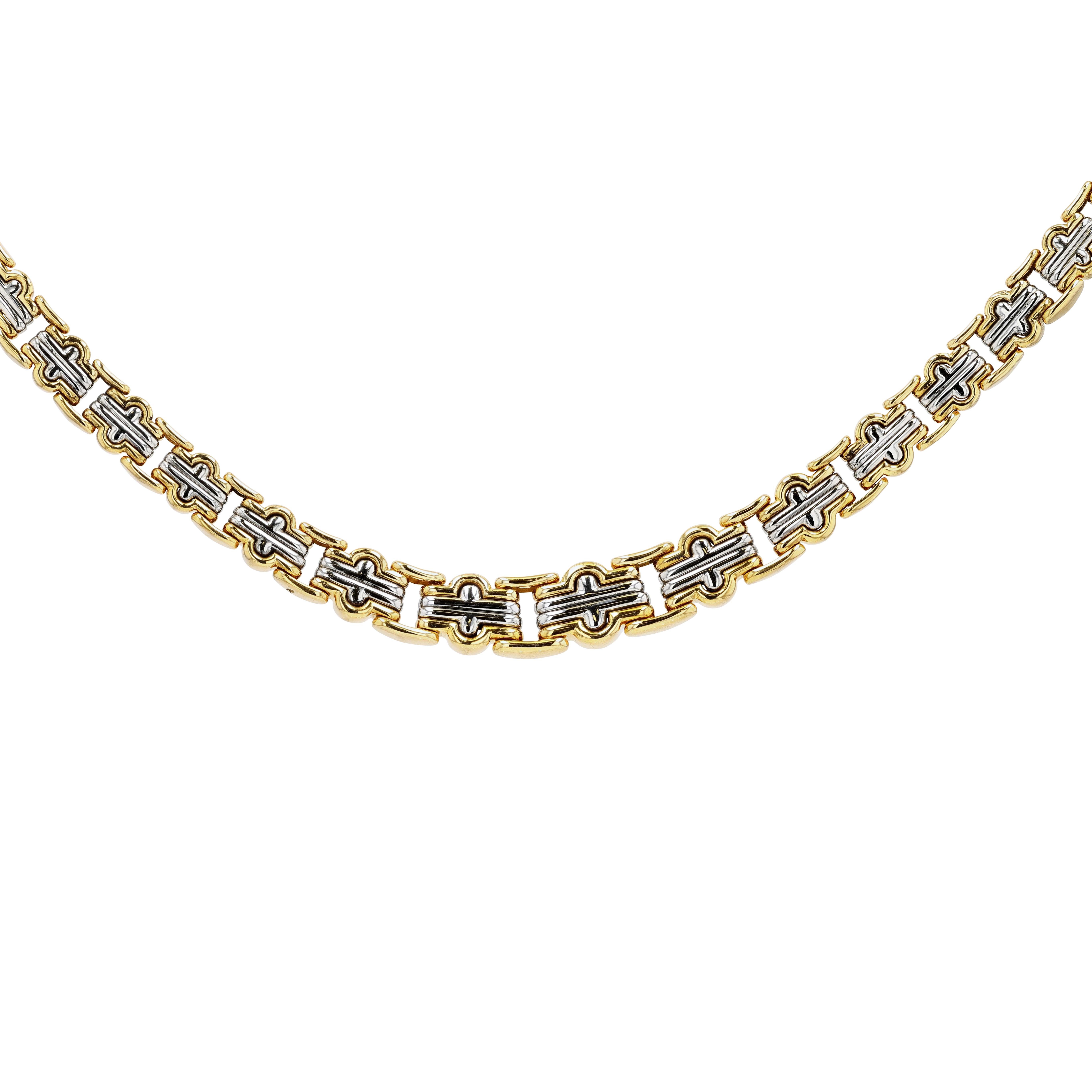 Bulgari Parentessi 18k/SS necklace  In Excellent Condition For Sale In Princeton, NJ