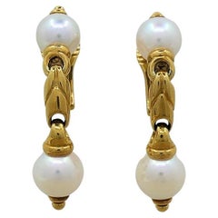 Bulgari Passo Doppio 18K Yellow Gold Pearl Earrings