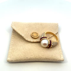 Bulgari Passo Doppio Diamond Ruby Pearl Ring