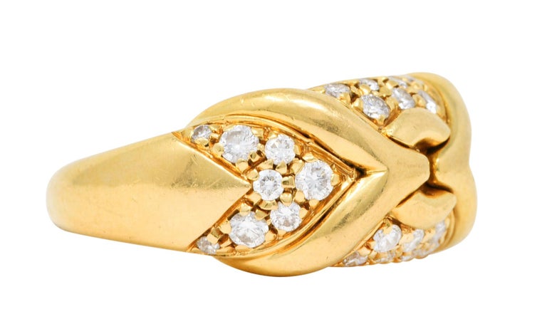 Bulgari Pave Diamond 18 Karat Yellow Gold Trika Band Ring For Sale at ...