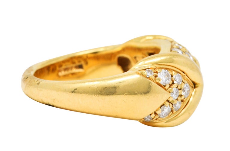 Bulgari Pave Diamond 18 Karat Yellow Gold Trika Band Ring For Sale at ...