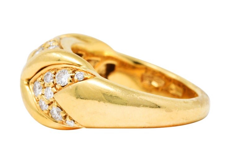 Bulgari Pave Diamond 18 Karat Yellow Gold Trika Band Ring For Sale at ...
