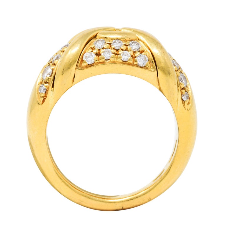 Bulgari Pave Diamond 18 Karat Yellow Gold Trika Band Ring For Sale at ...