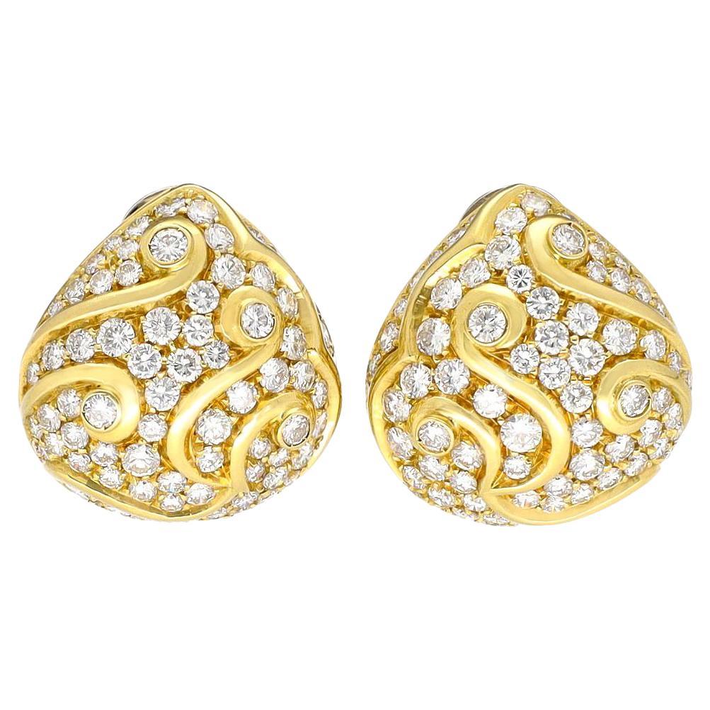 BULGARI Pave Diamond Earrings For Sale