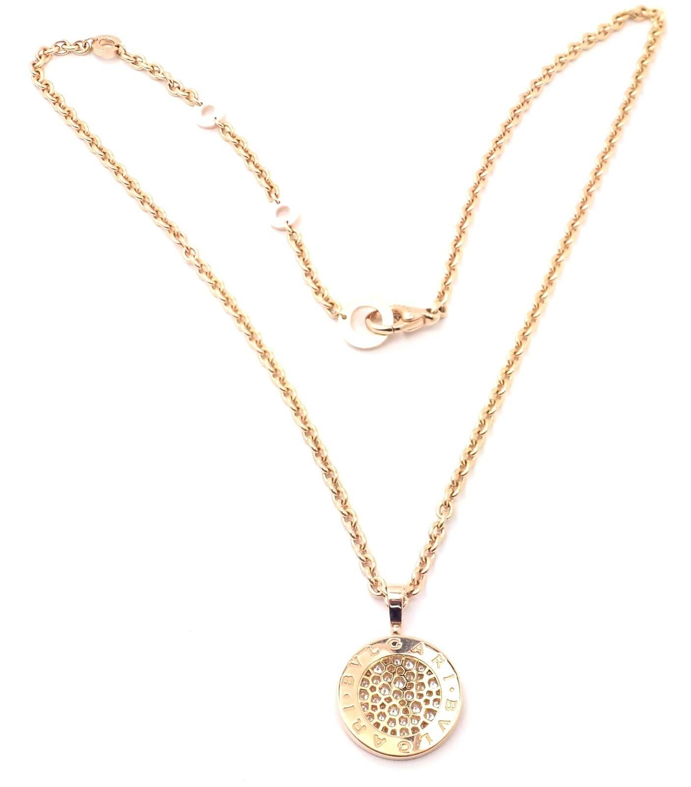 Brilliant Cut Bulgari Pave Diamond Rose Gold Large Pendant Necklace