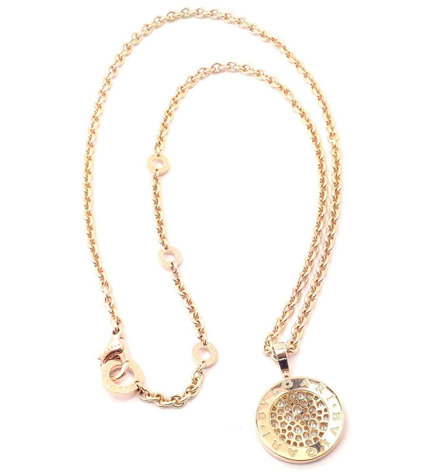 Bulgari Pave Diamond Rose Gold Large Pendant Necklace In Excellent Condition In Holland, PA