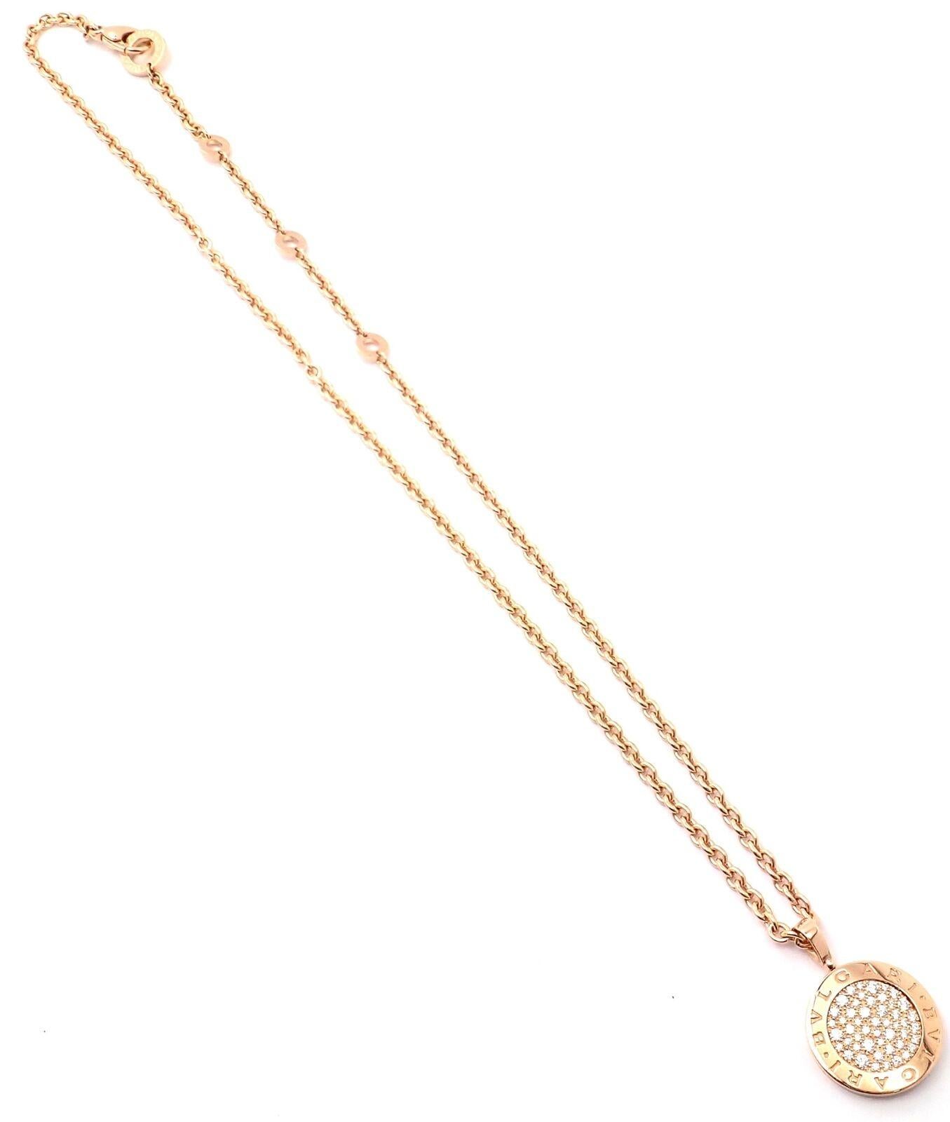 Bulgari Pave Diamond Rose Gold Large Pendant Necklace 2