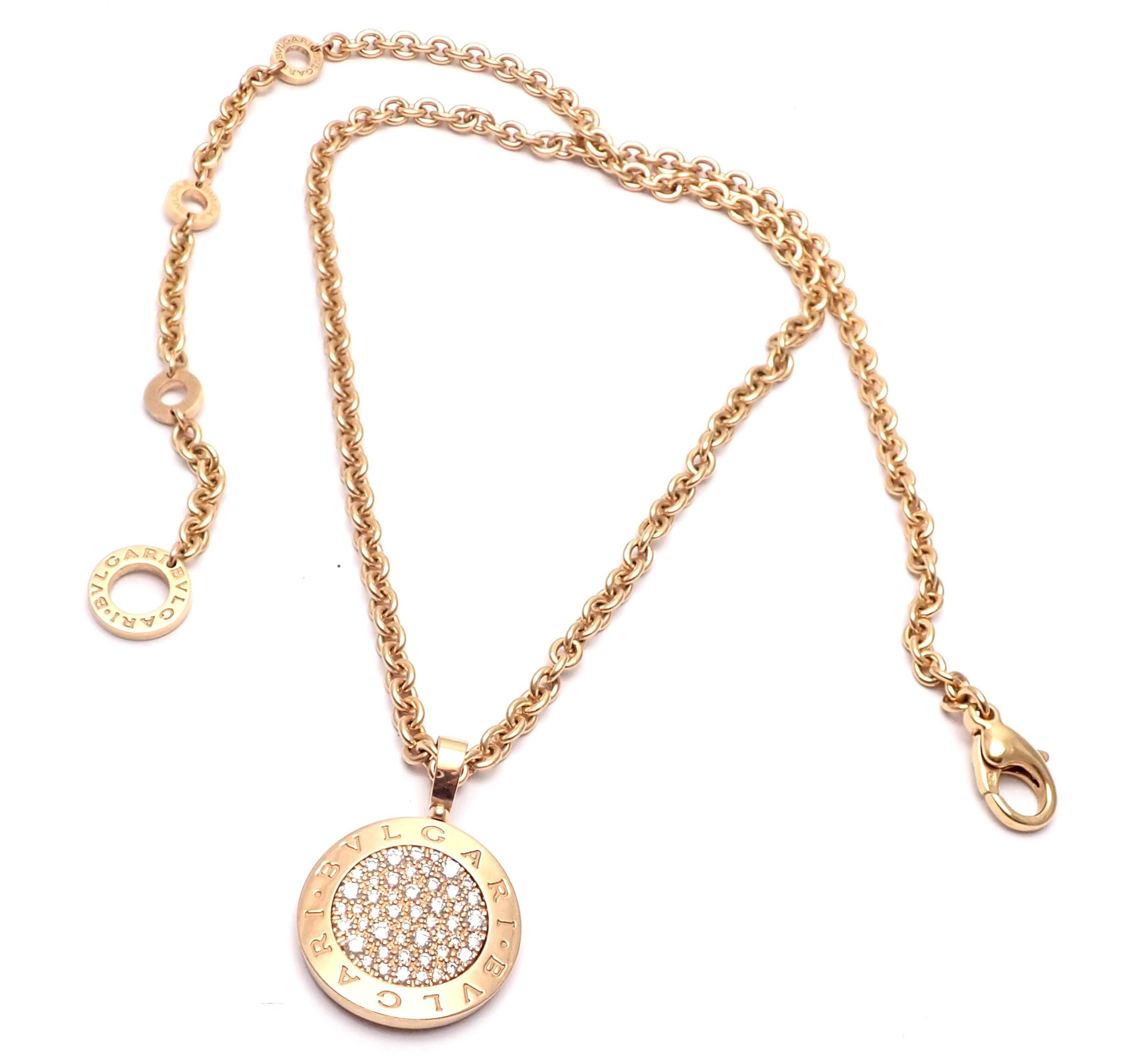 Bulgari Pave Diamond Rose Gold Pendant Necklace 6