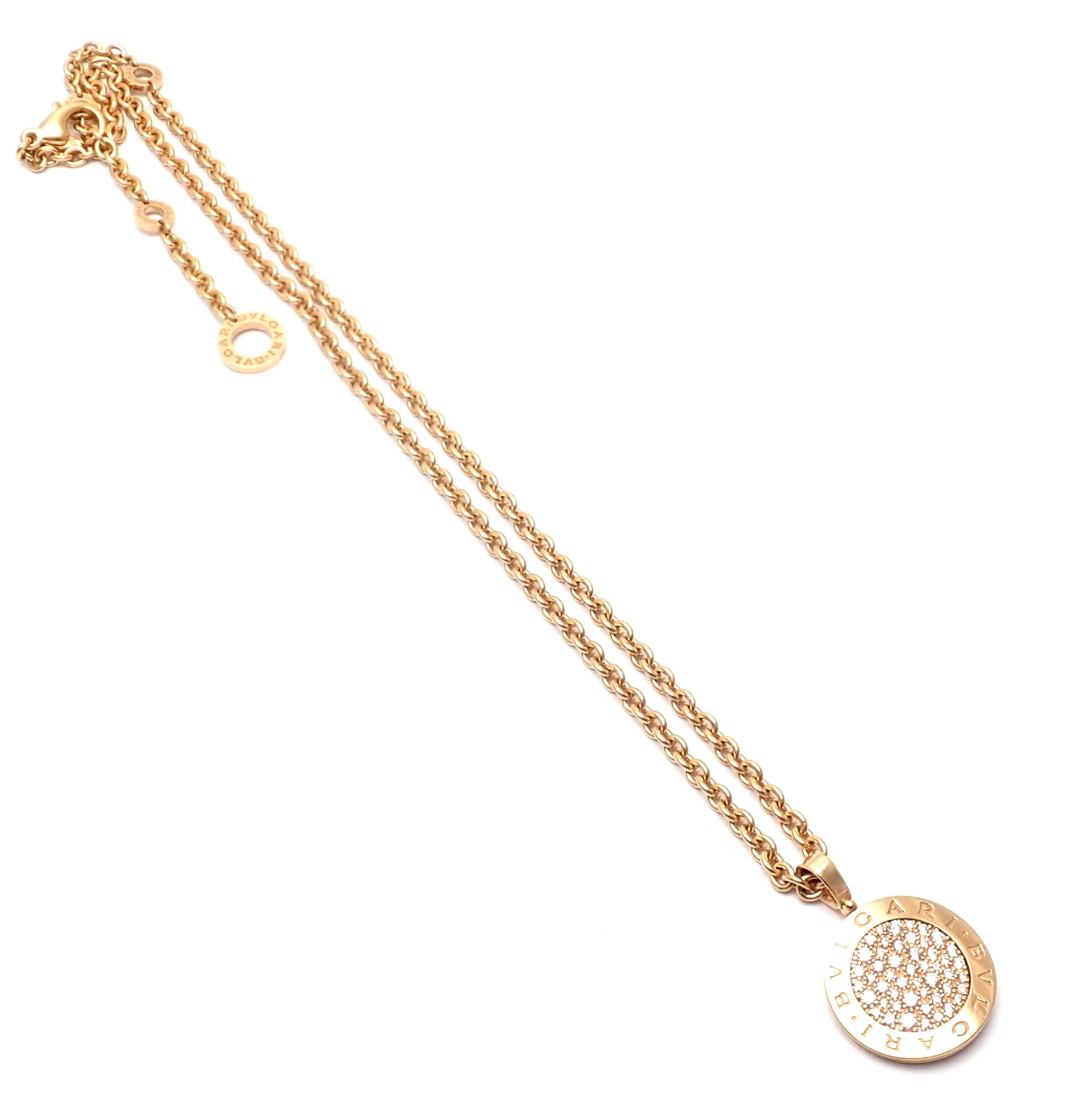Bulgari Pave Diamond Rose Gold Pendant Necklace 1
