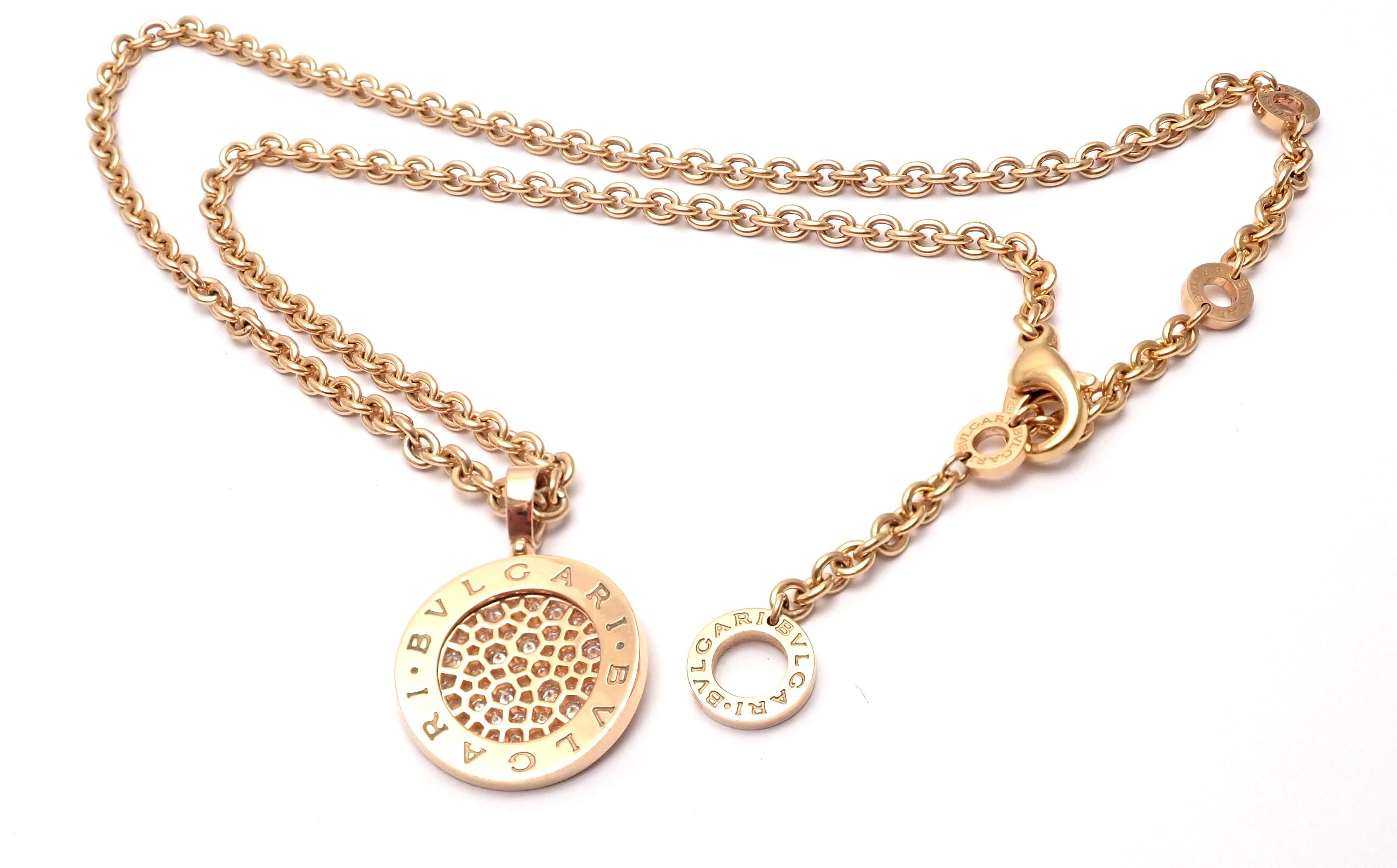 Bulgari Pave Diamond Rose Gold Pendant Necklace 2
