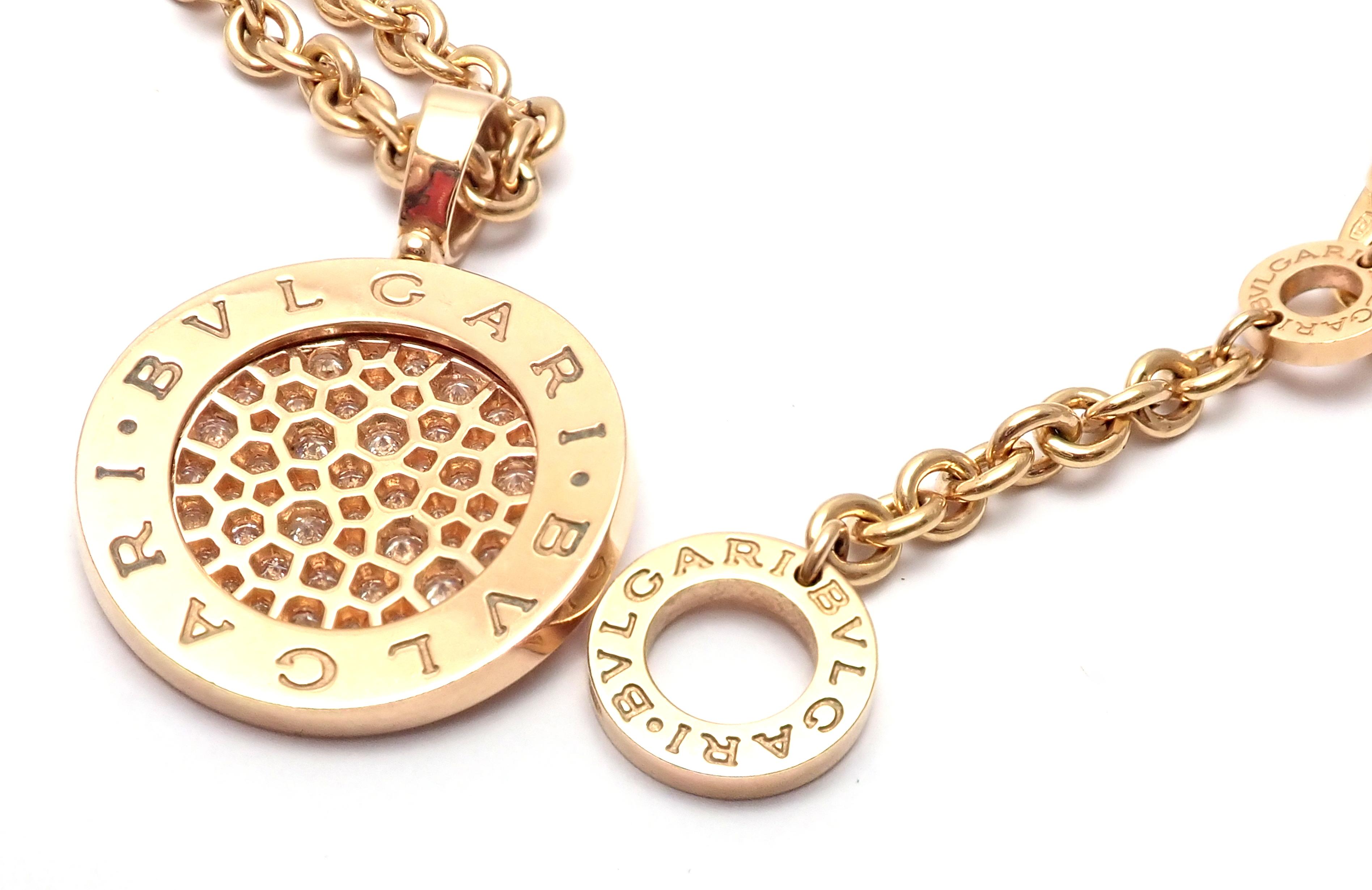 Bulgari Pave Diamond Rose Gold Pendant Necklace 3