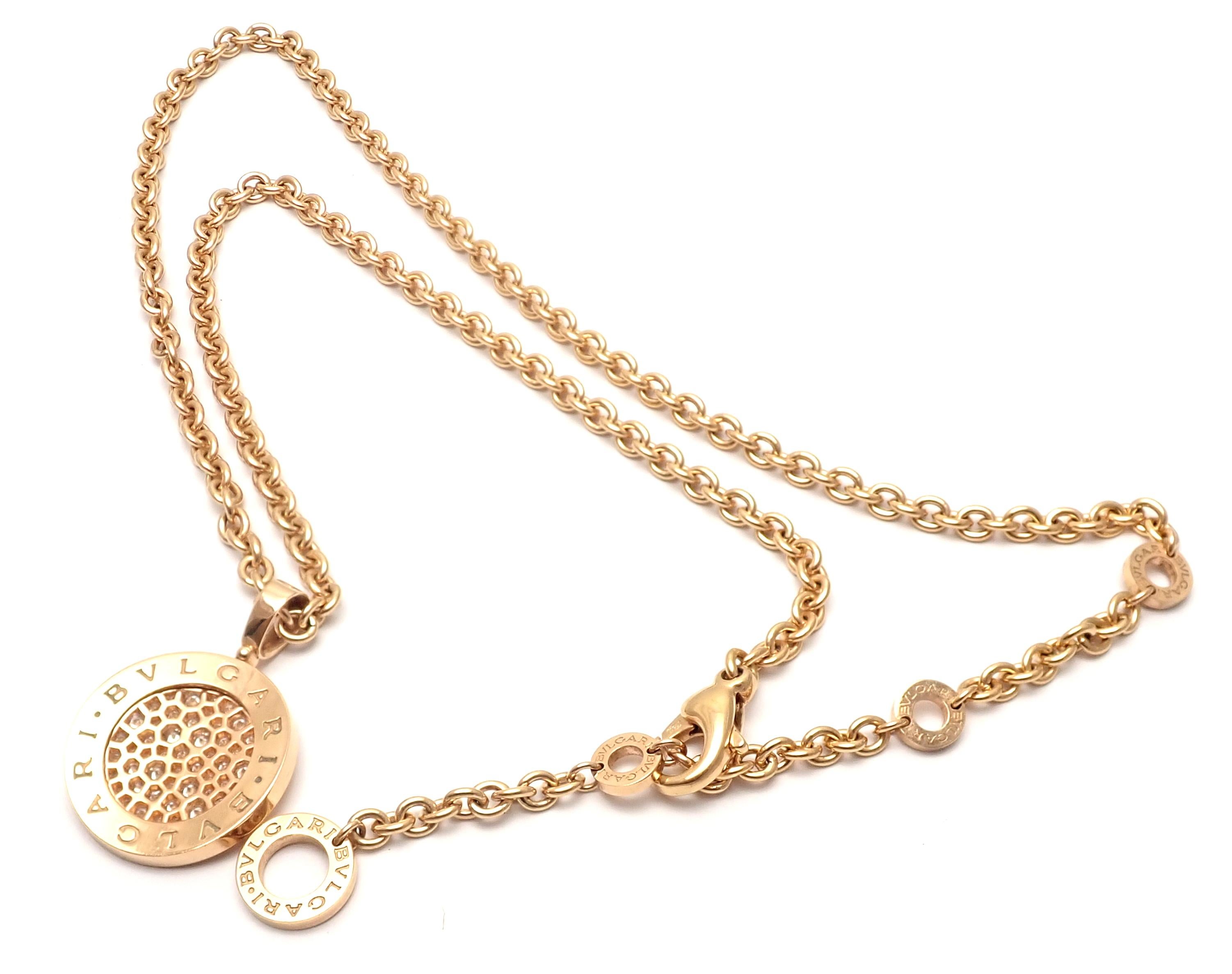 Bulgari Pave Diamond Rose Gold Pendant Necklace 4