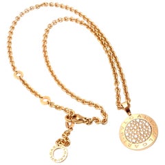 Bulgari Pave Diamond Rose Gold Pendant Necklace