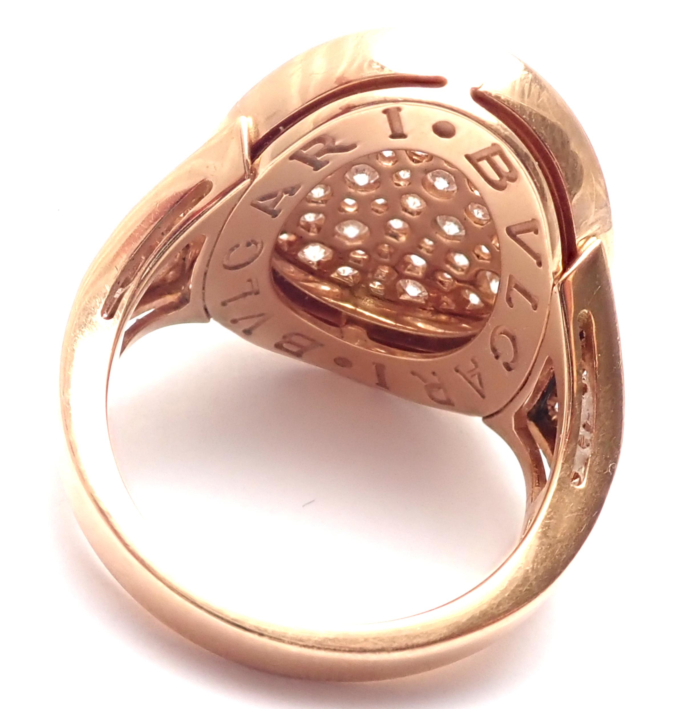 Bulgari Pavé Diamond Rose Gold Ring In Excellent Condition In Holland, PA