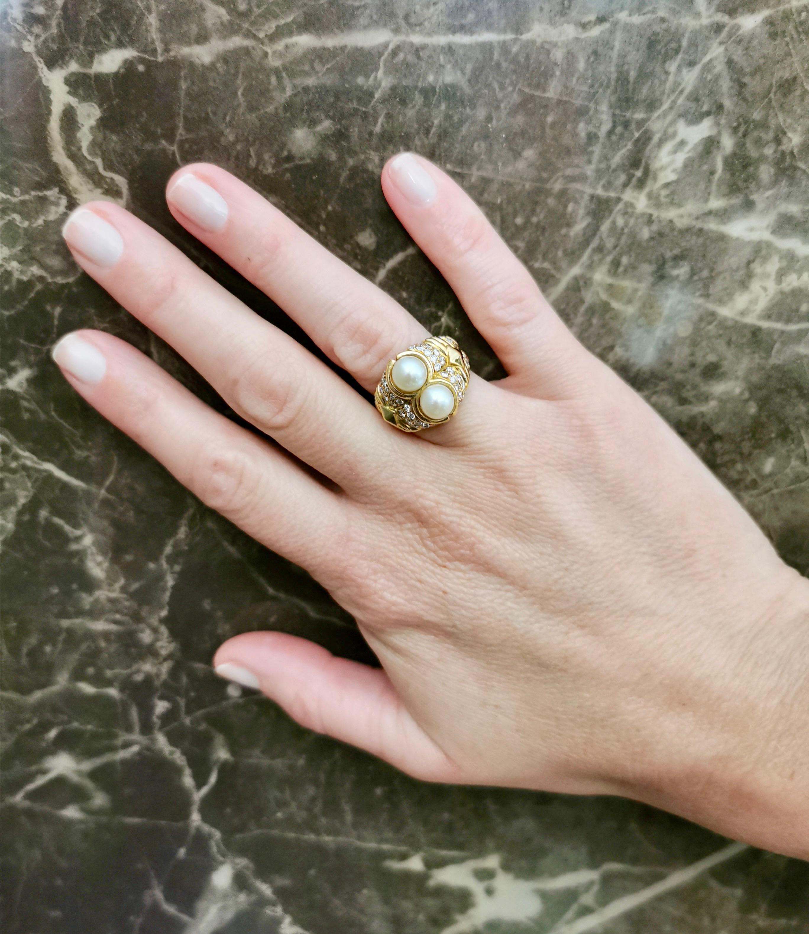 Bulgari Bague Doppio en or et diamants en vente 1