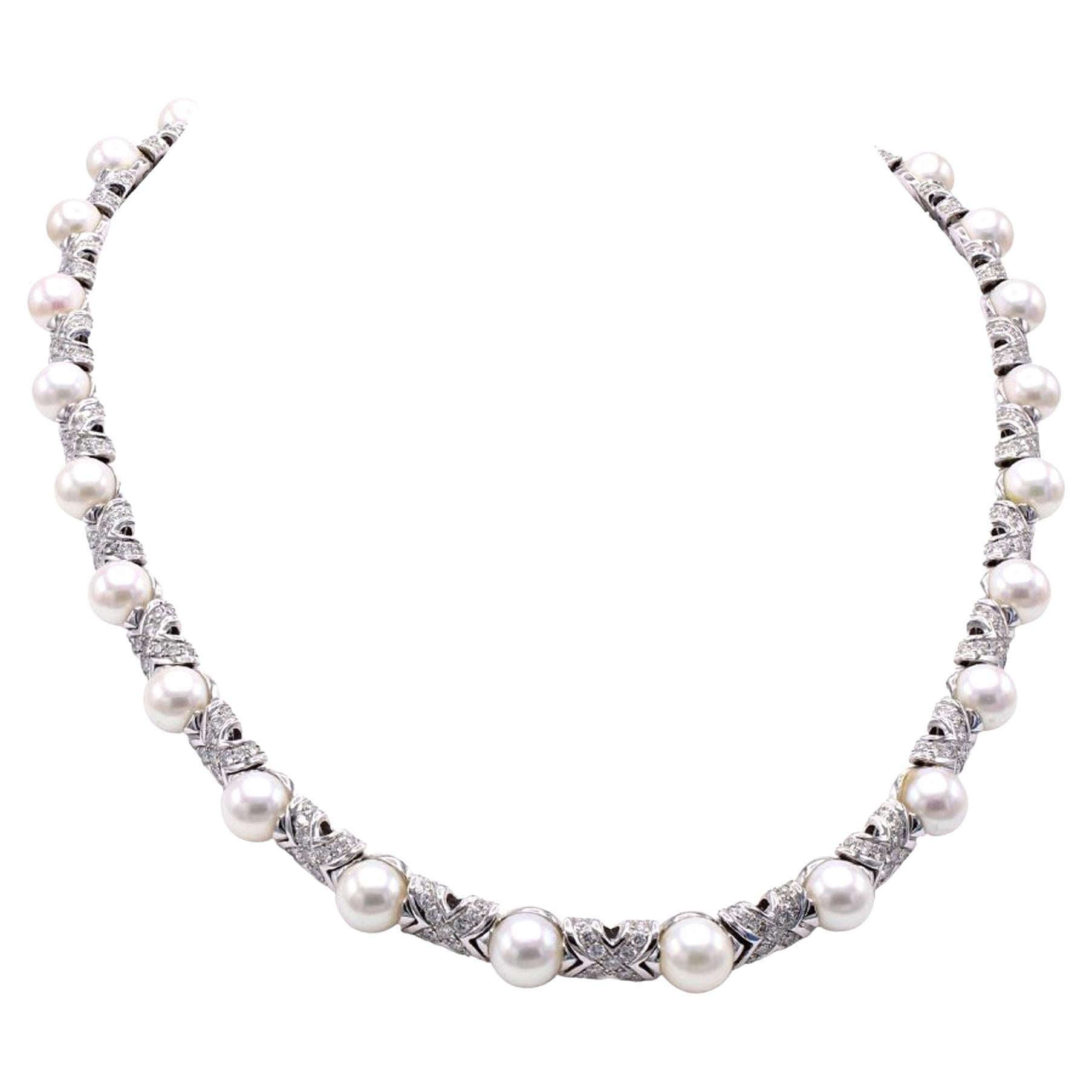 Bulgari Pearl Diamond Necklace For Sale