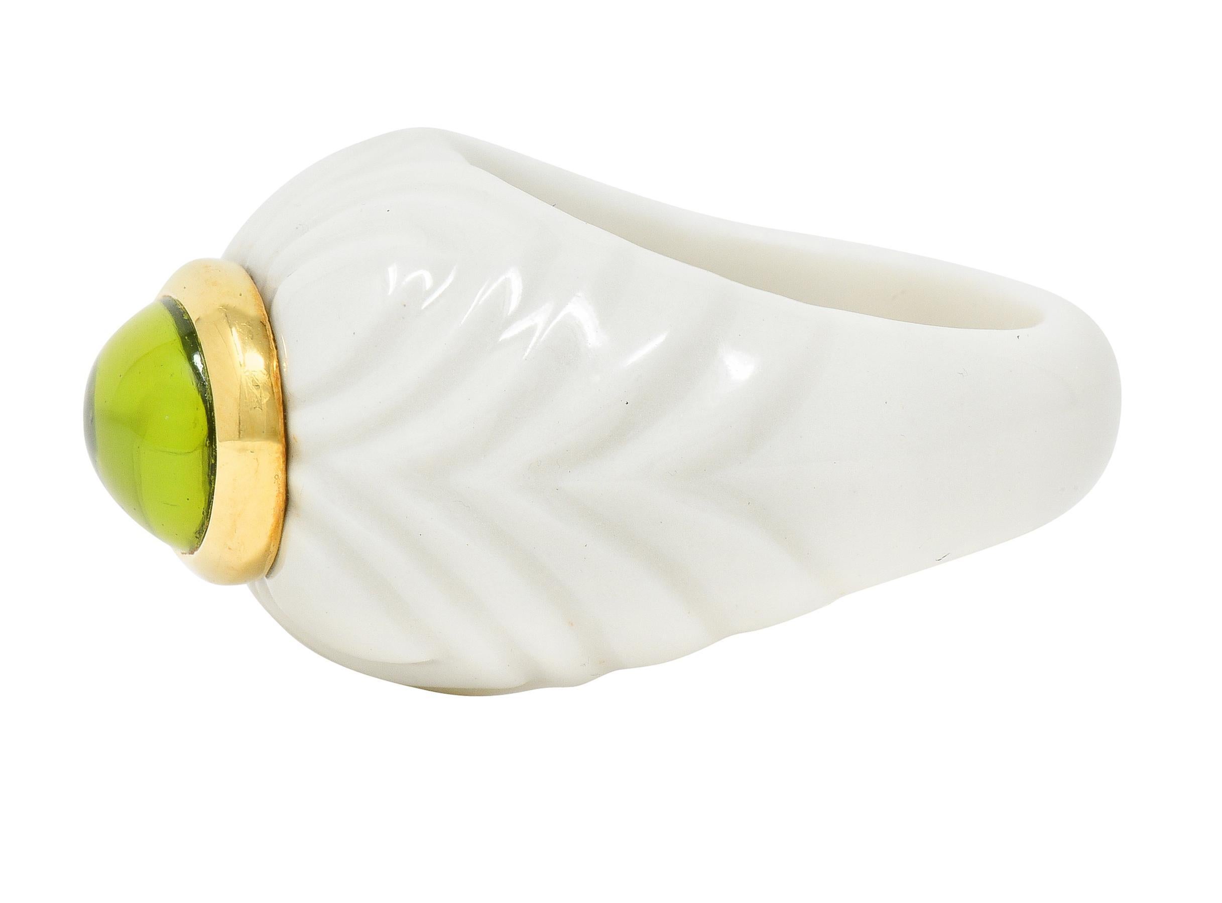 Bulgari Peridot Ceramic 18 Karat Gold Chandra Vintage Ring 1