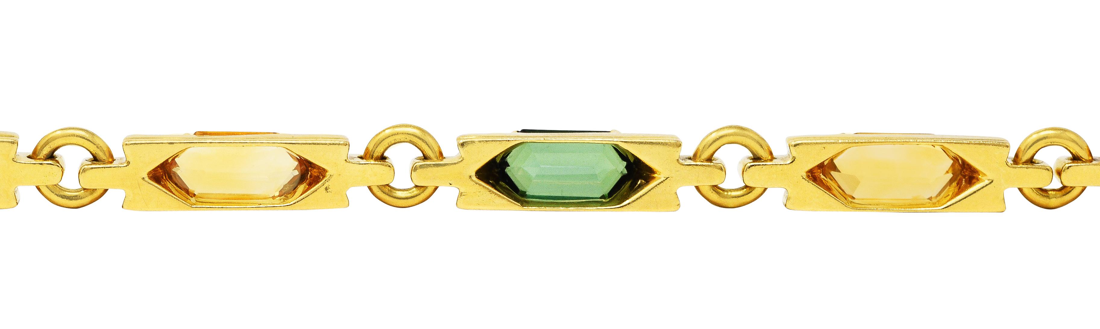Bulgari Peridot Citrine Green Tourmaline 18 Karat Yellow Gold Vintage Bracelet 4
