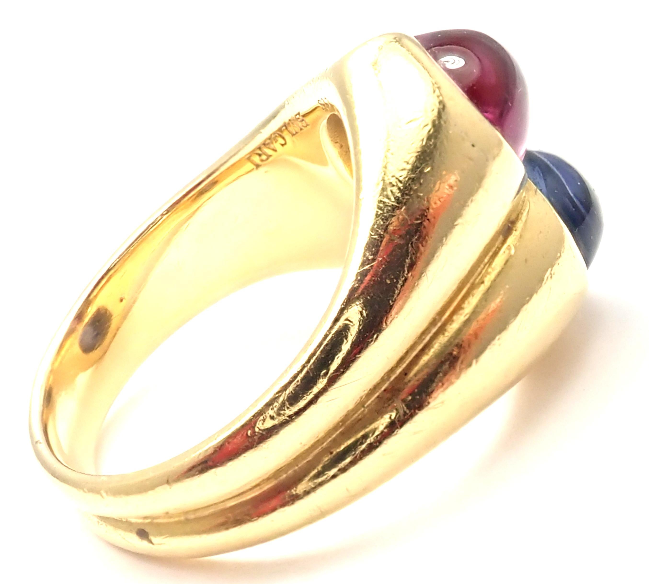 Bulgari Pink and Blue Sapphire Yellow Gold Ring In Excellent Condition In Holland, PA