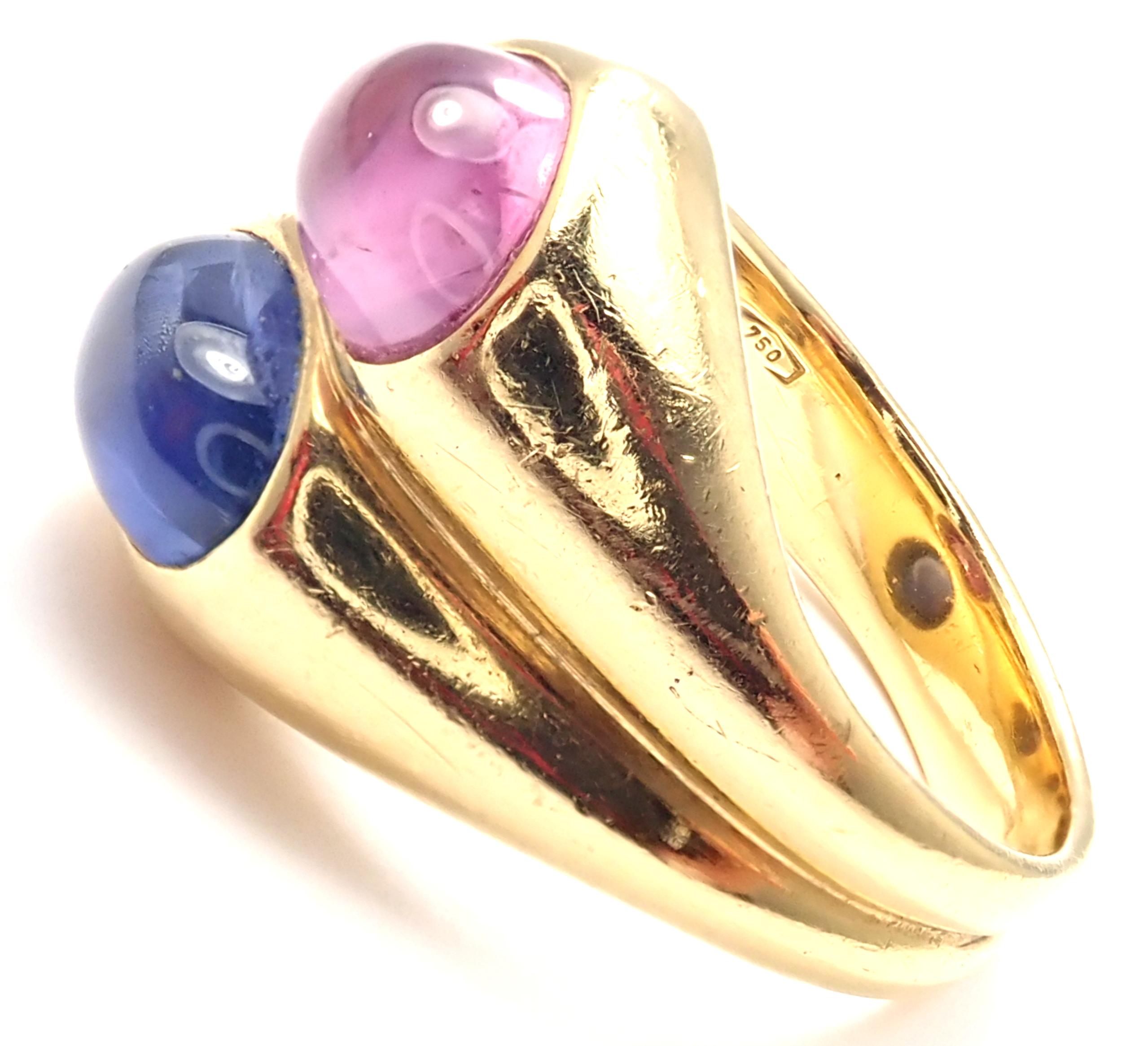 Bulgari Pink and Blue Sapphire Yellow Gold Ring 1