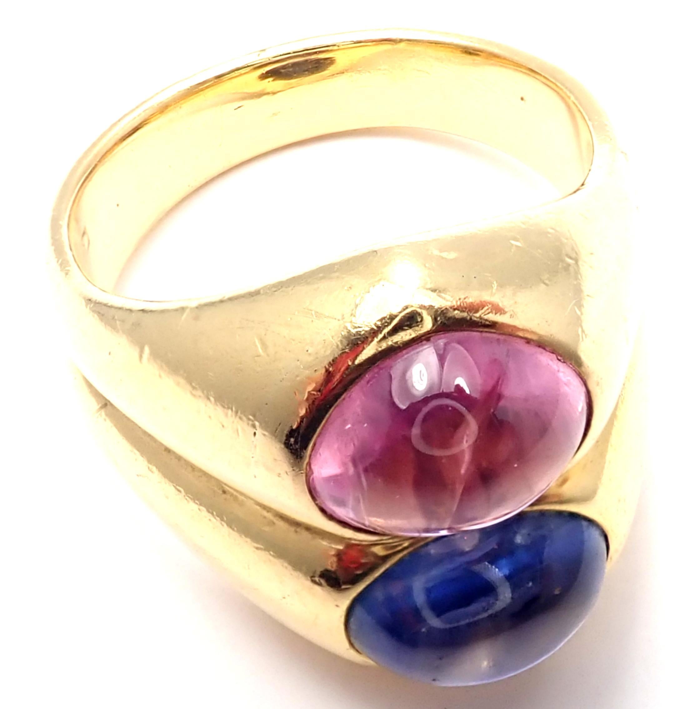 Bulgari Pink and Blue Sapphire Yellow Gold Ring 2