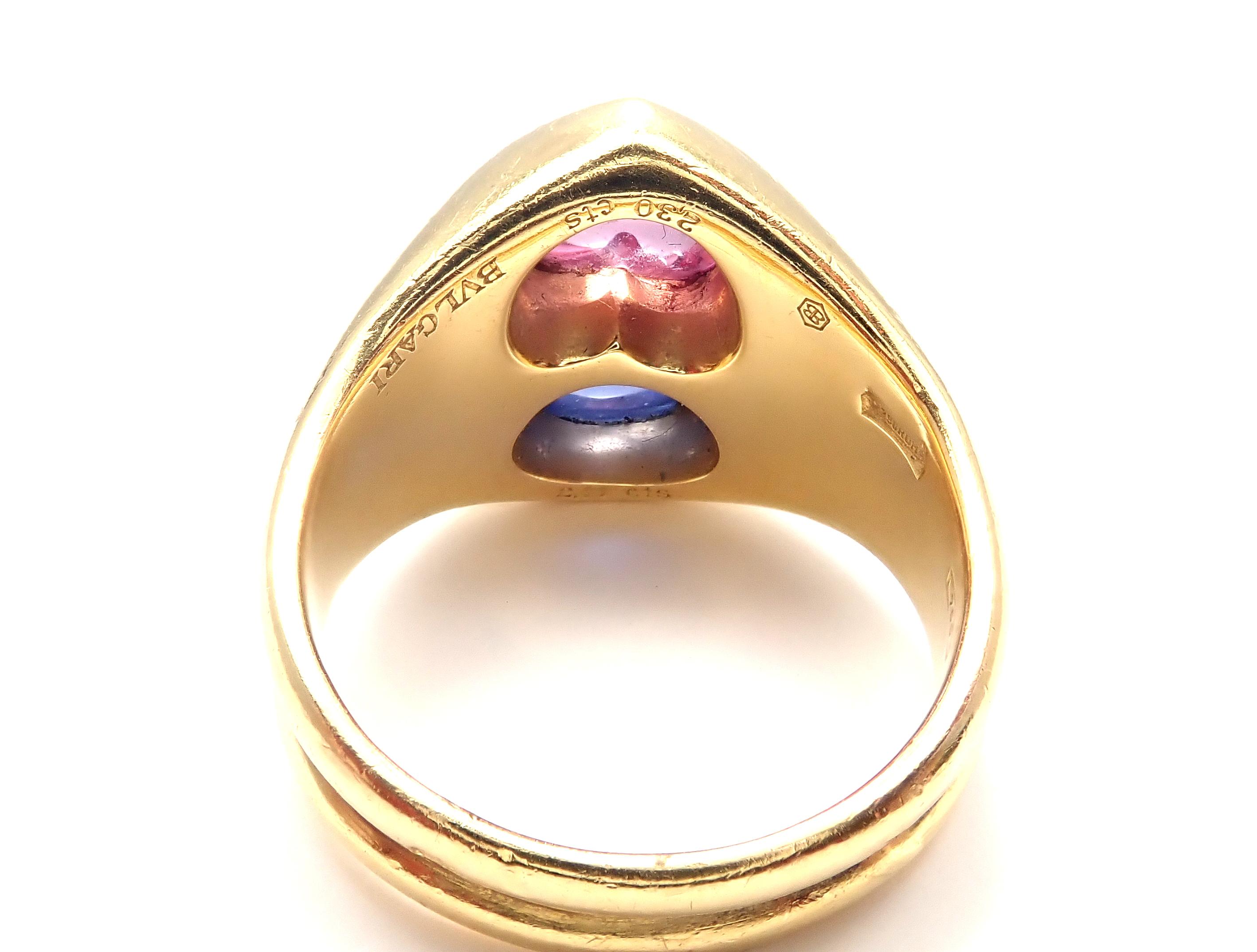 Bulgari Pink and Blue Sapphire Yellow Gold Ring 5