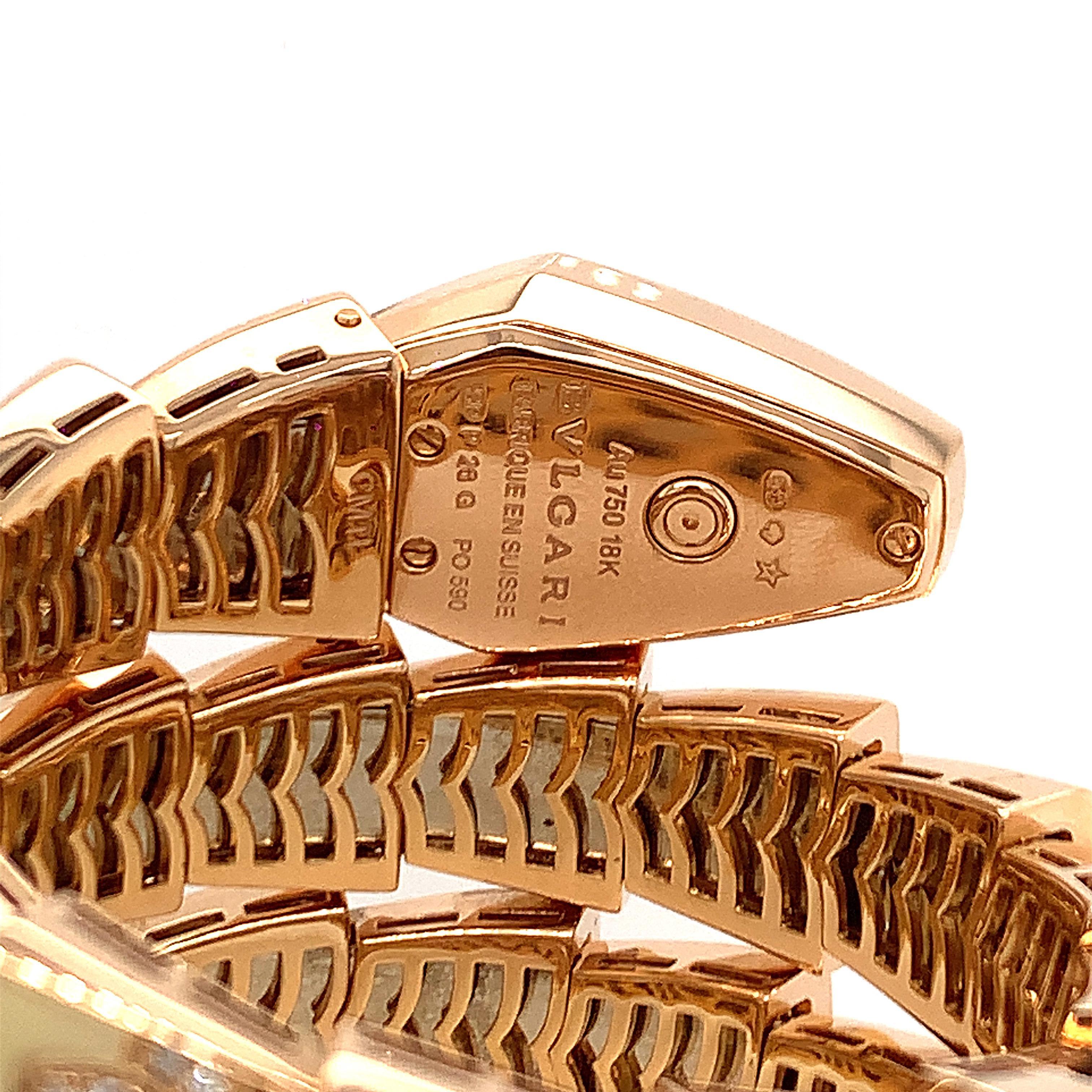 Bulgari Pink Gold Enamel Diamond Serpent Bracelet Watch In New Condition In New York, NY