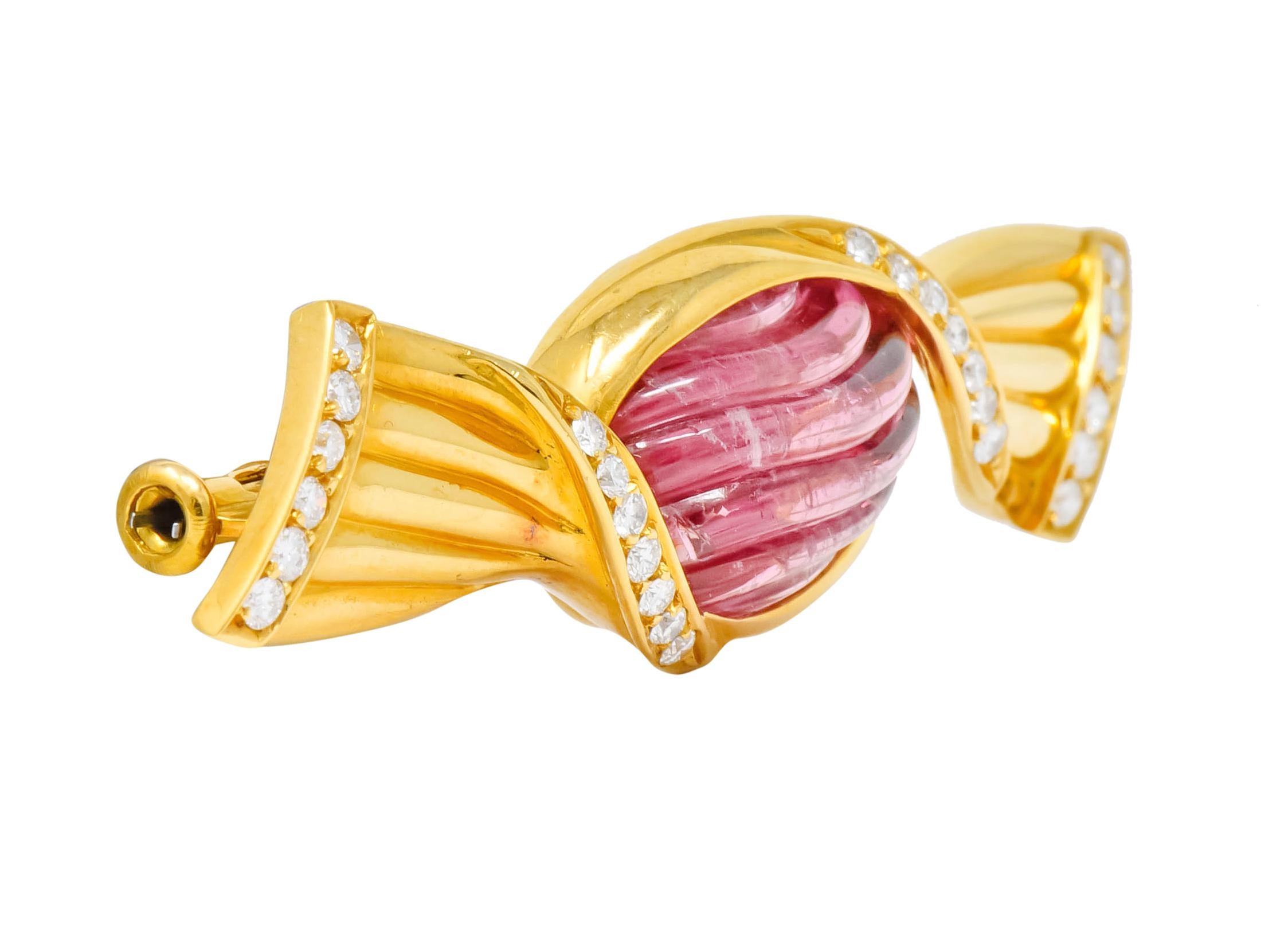 Contemporary Bulgari Pink Tourmaline 18 Karat Gold Bonbon Candy Brooch