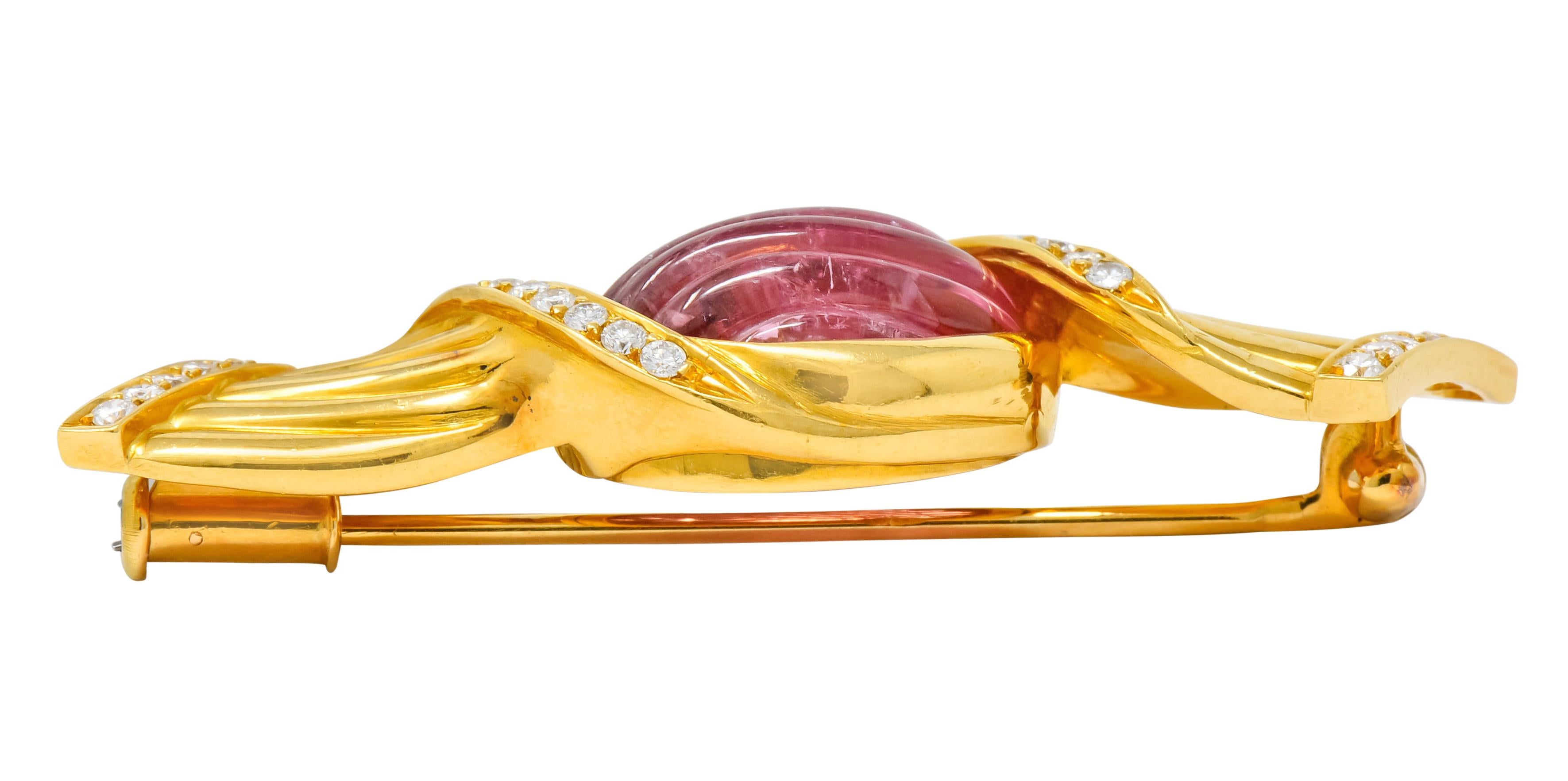 Women's or Men's Bulgari Pink Tourmaline 18 Karat Gold Bonbon Candy Brooch