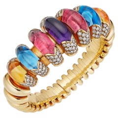 Bulgari Manchette Celtaura en tourmaline rose, améthyste, topaze bleue et citrine