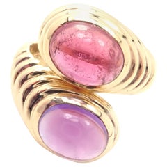 Bulgari Pink Tourmaline and Amethyst Yellow Gold Ring